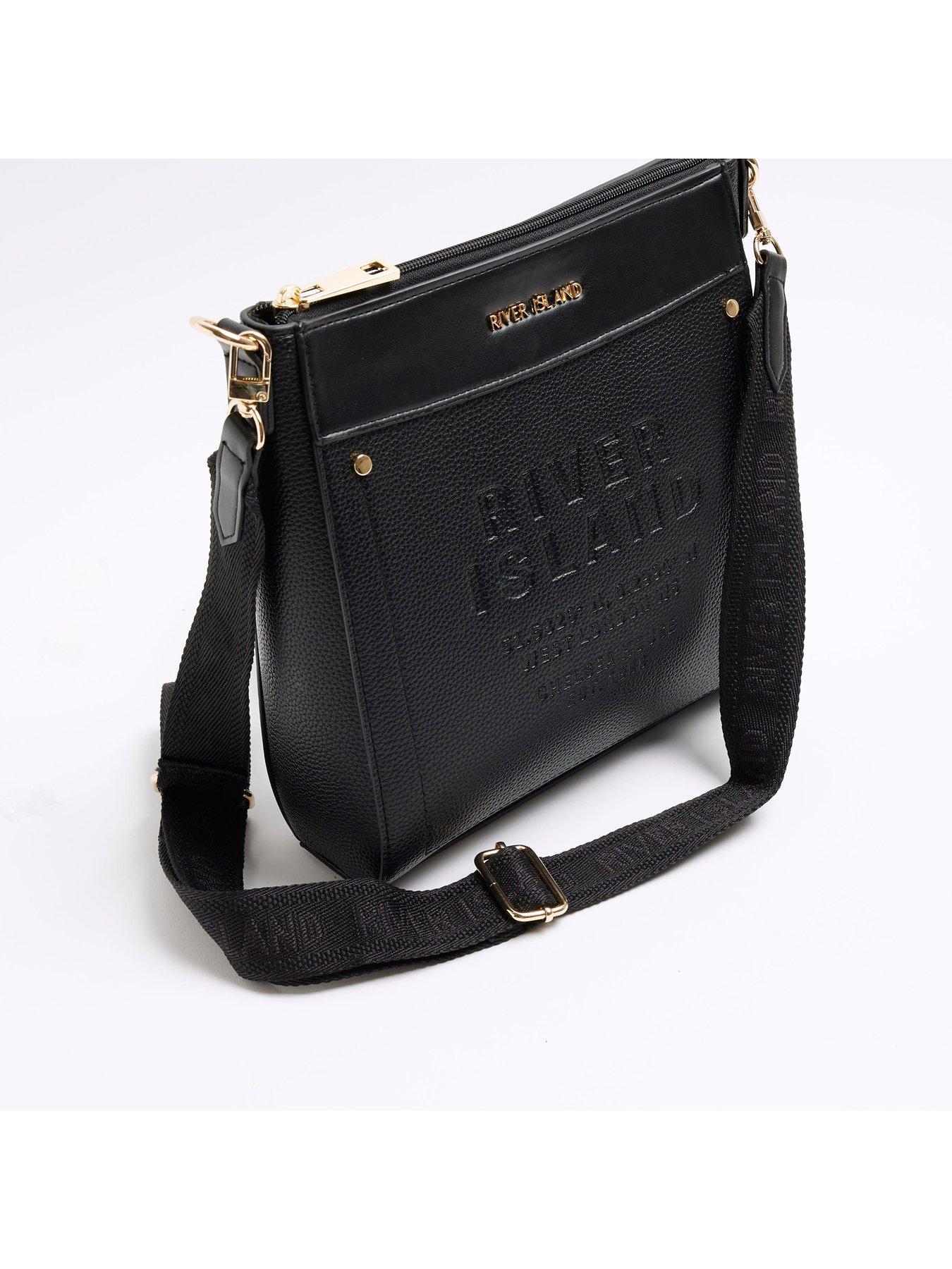 Image 5 of 5 of River Island Debossed Messenger Bag - Black