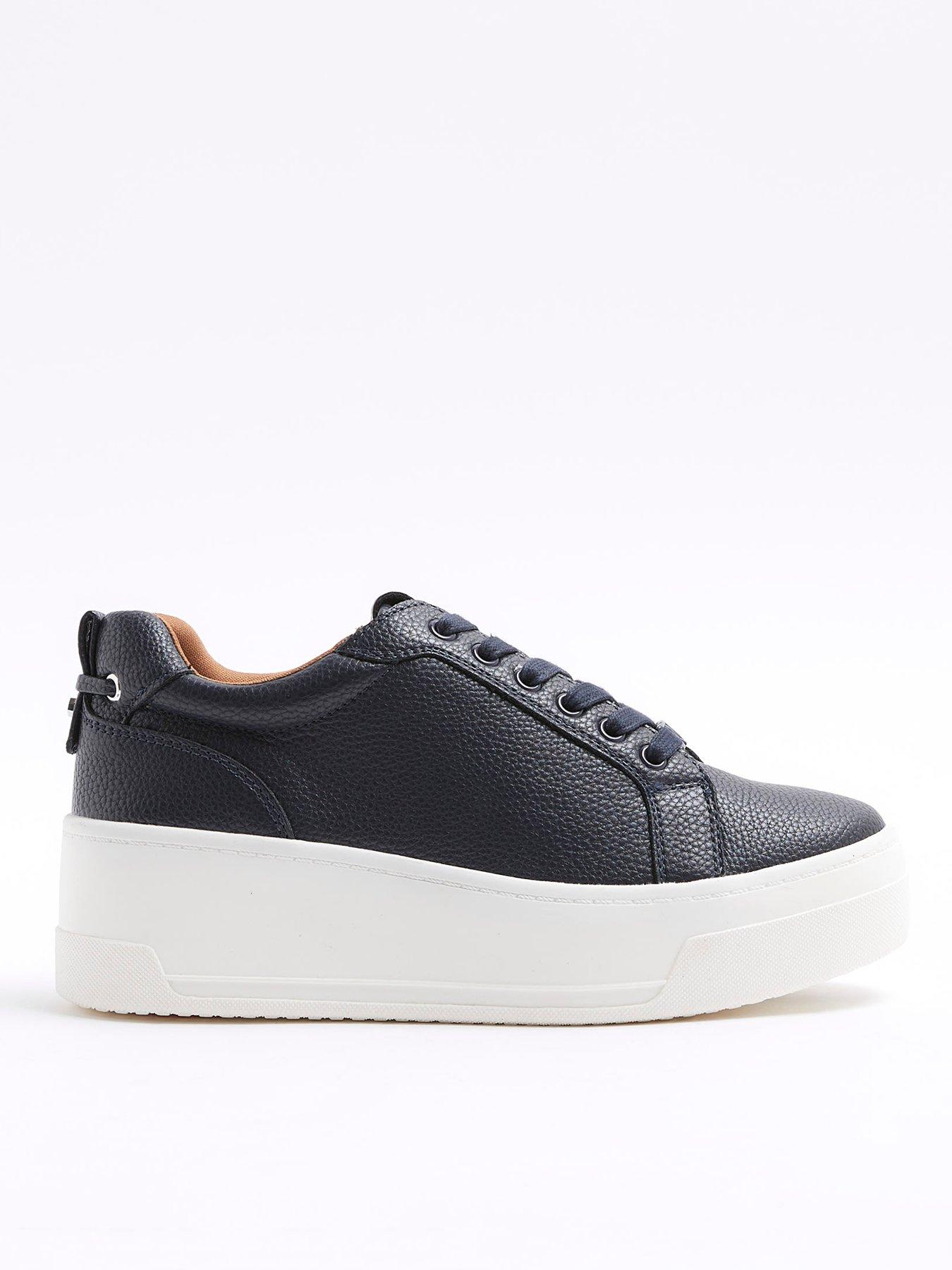 river-island-platform-lace-up-trainer-navy