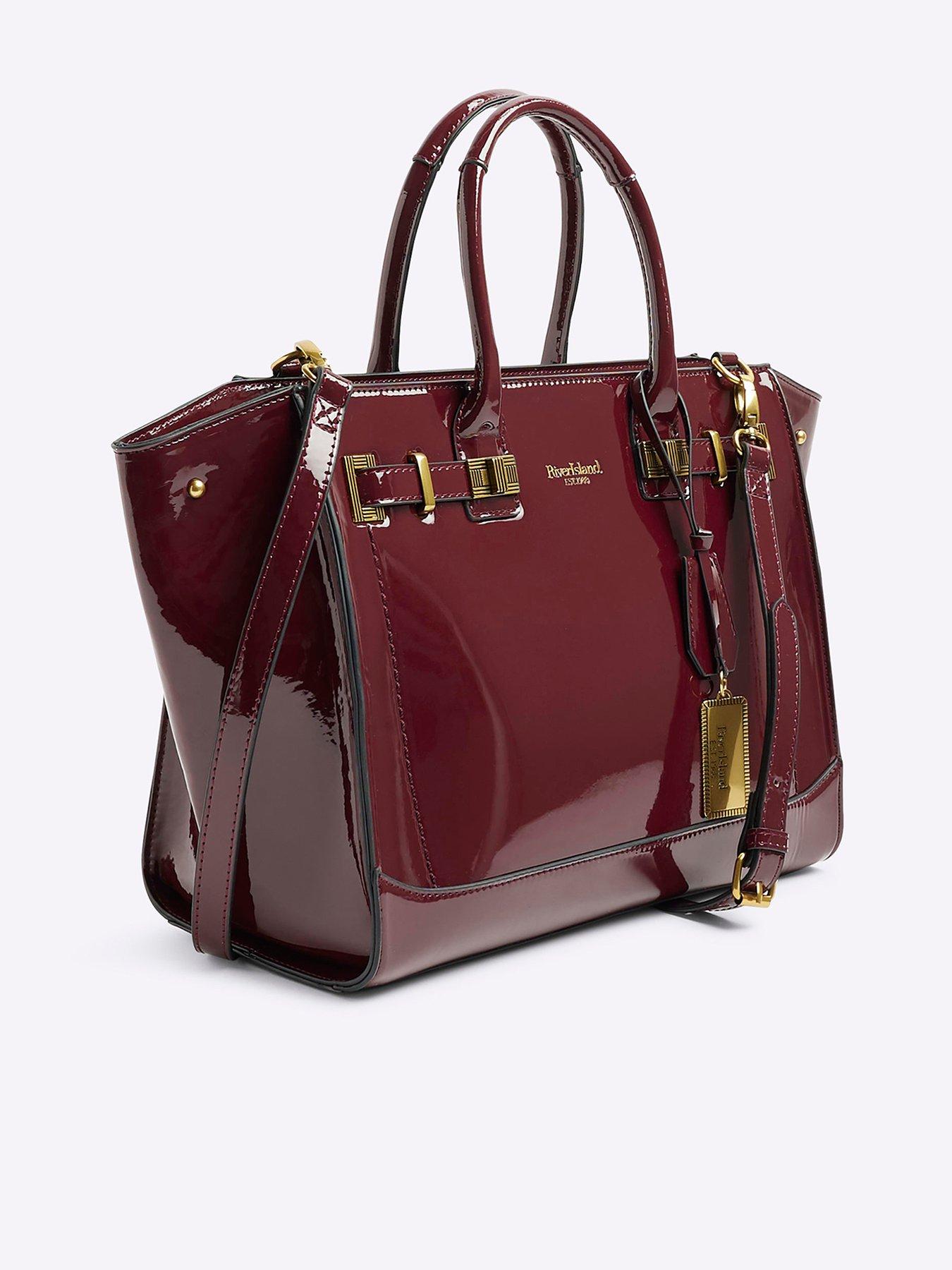 river-island-patent-lock-tab-tote-dark-redback