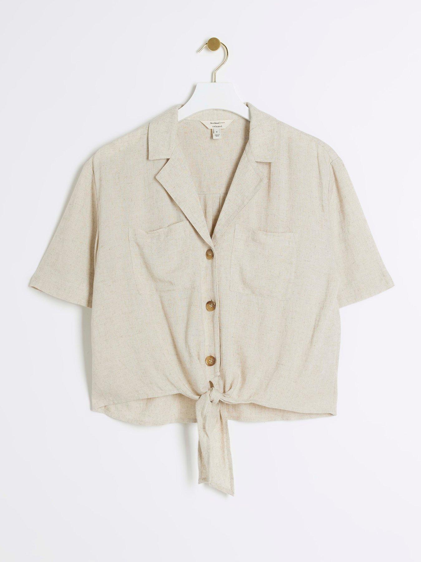 river-island-tie-front-button-shirt-beigedetail