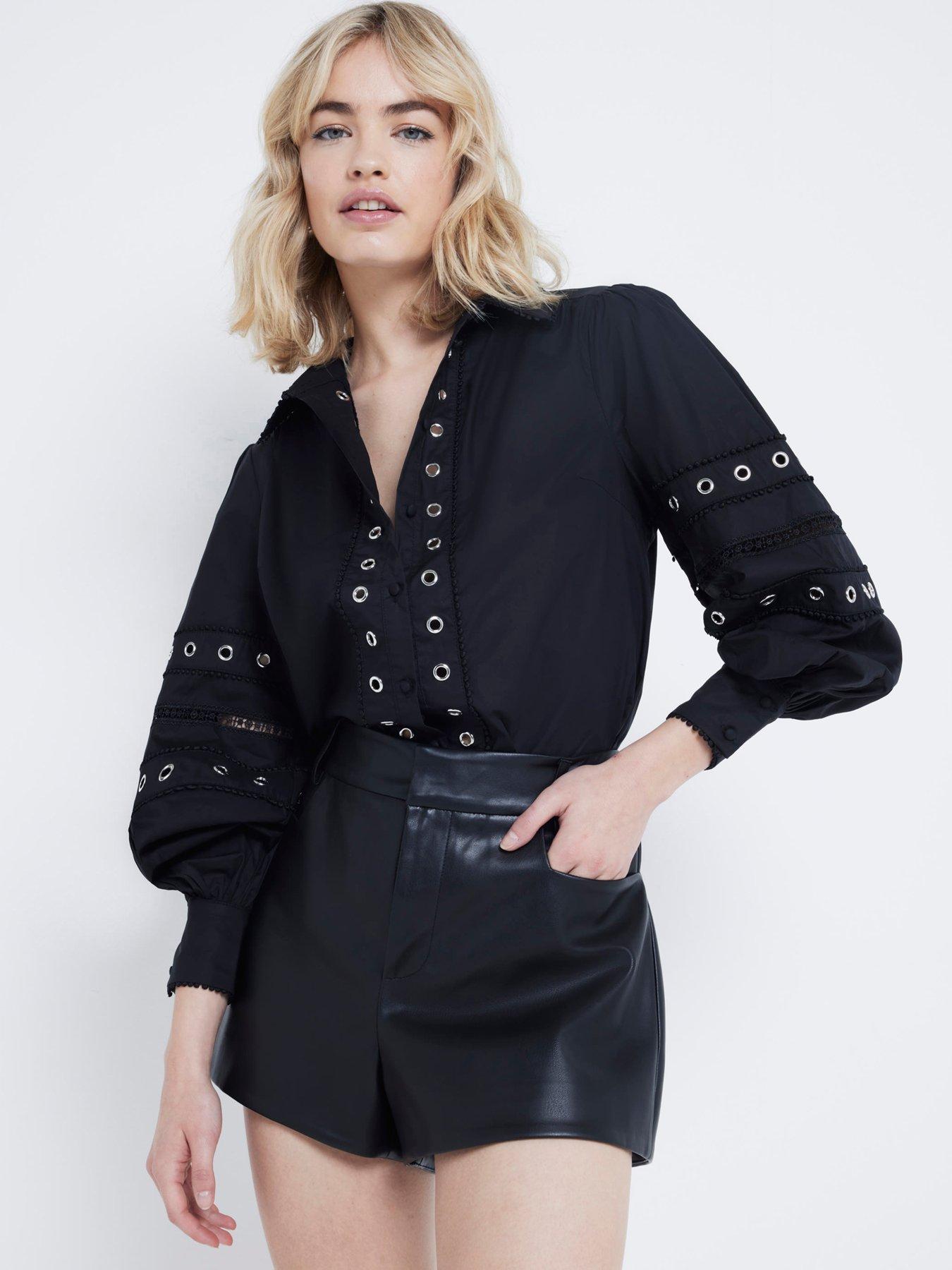 river-island-lace-eyelet-detail-shirt-black