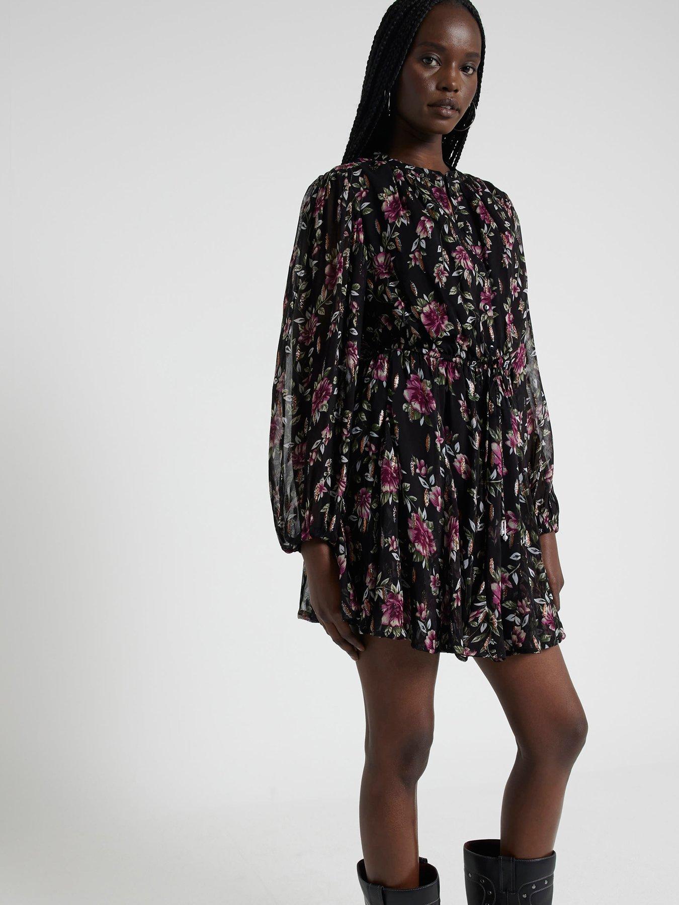 river-island-floral-smock-mini-dress-blackback