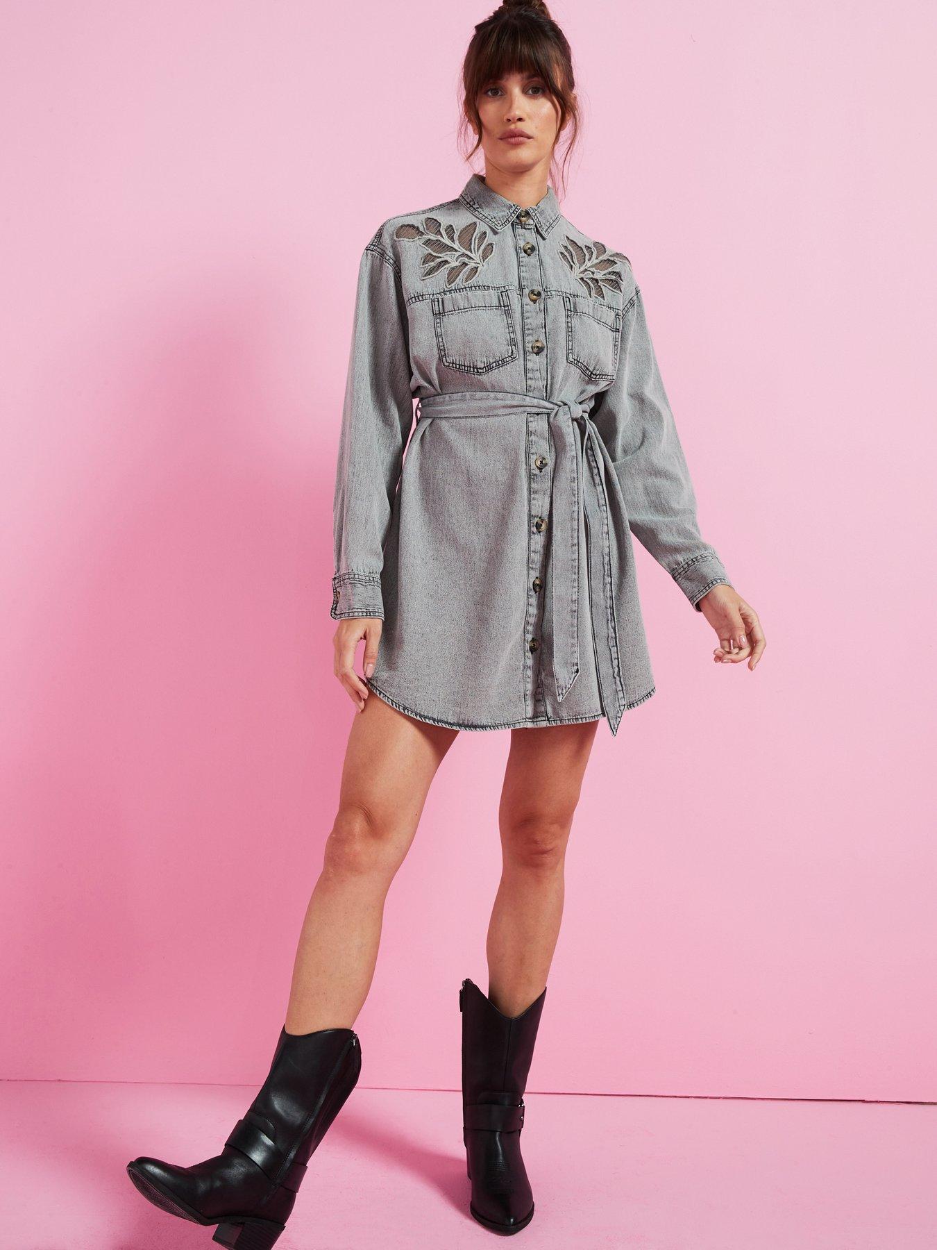 river-island-denim-shirt-dress-grey