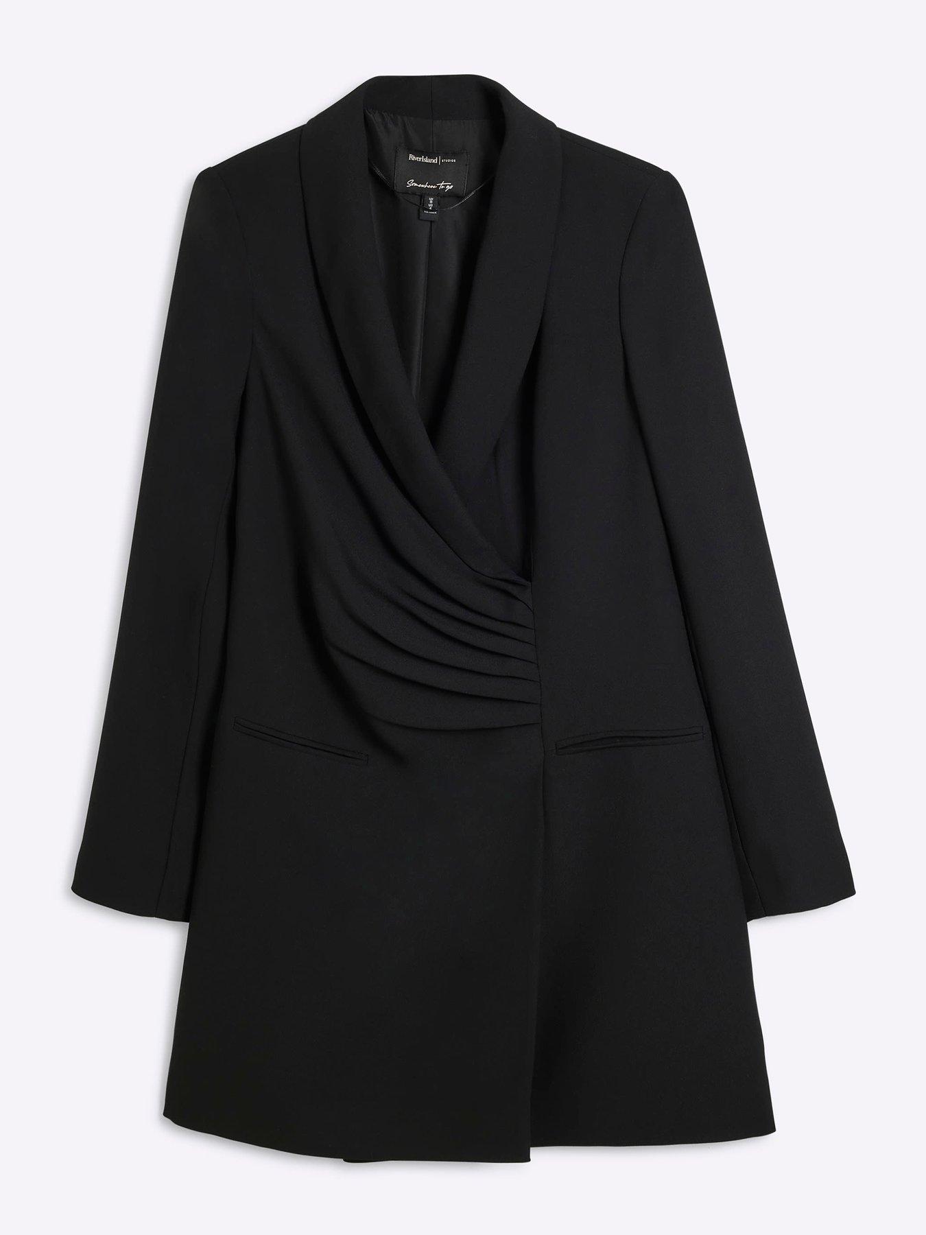 river-island-ruched-blazer-dress-blackoutfit