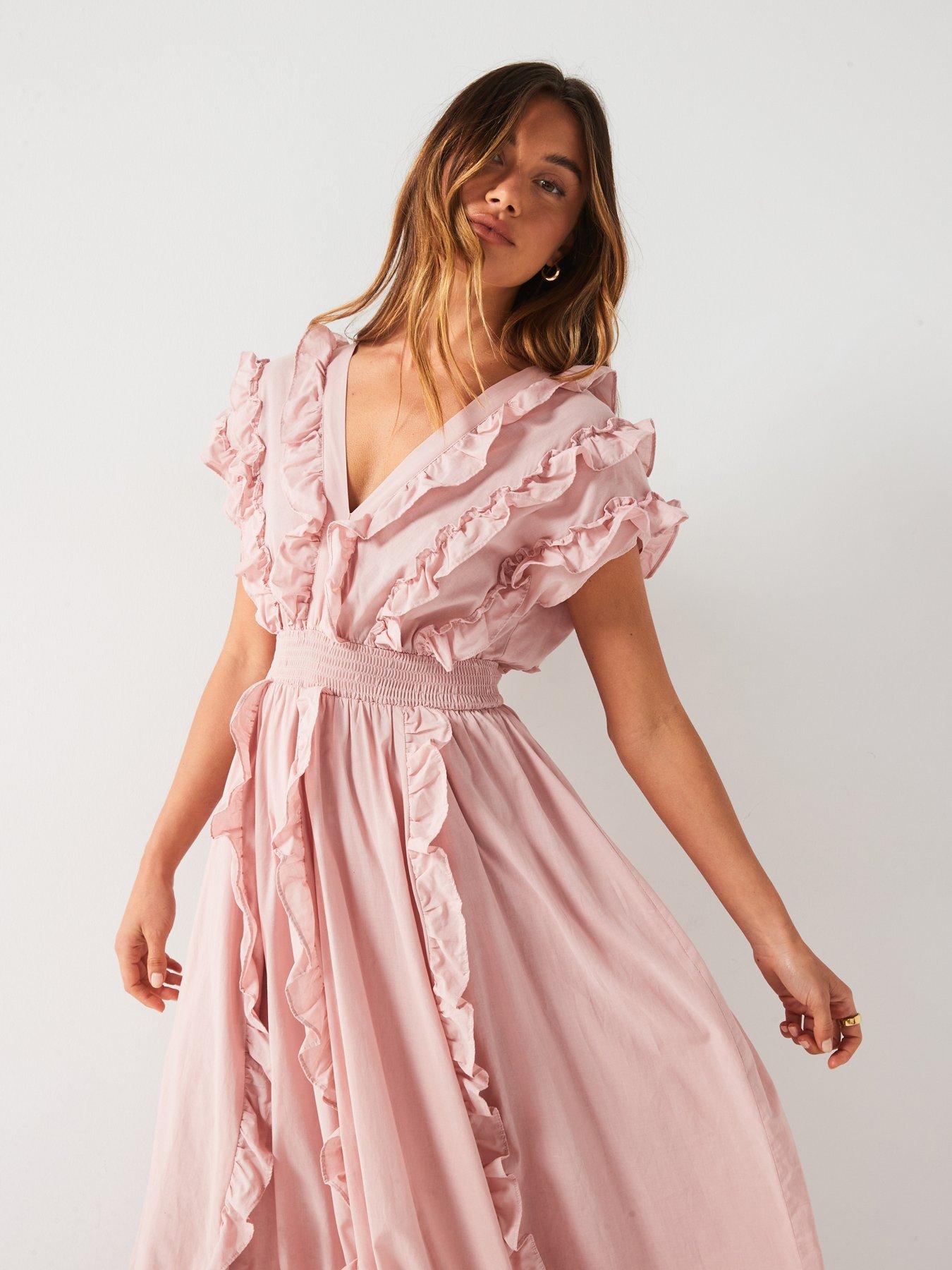 v-by-very-plunge-frill-midi-dress-pinkoutfit