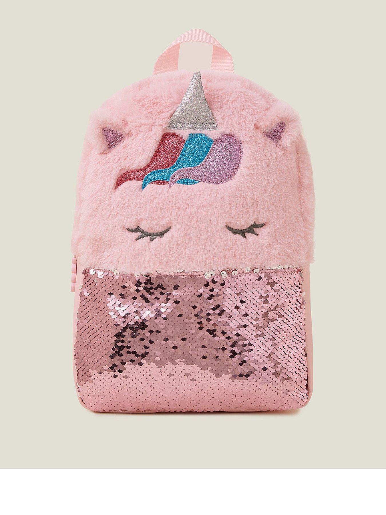 Image 1 of 4 of Accessorize Girls Fluffy Unicorn Backpack - Pink