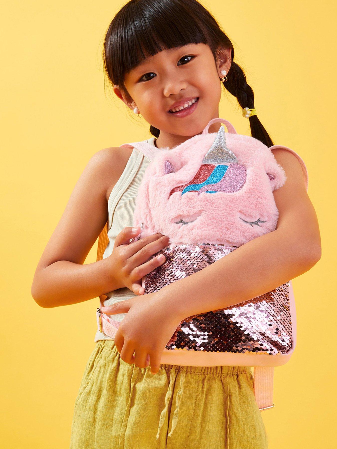 Image 2 of 4 of Accessorize Girls Fluffy Unicorn Backpack - Pink
