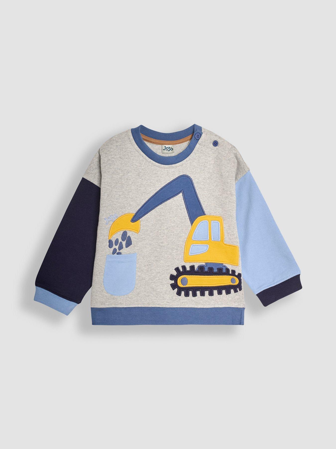 Image 3 of 4 of JoJo Maman Bebe Boys Digger Applique Sweatshirt &amp; Jogger Set - Grey