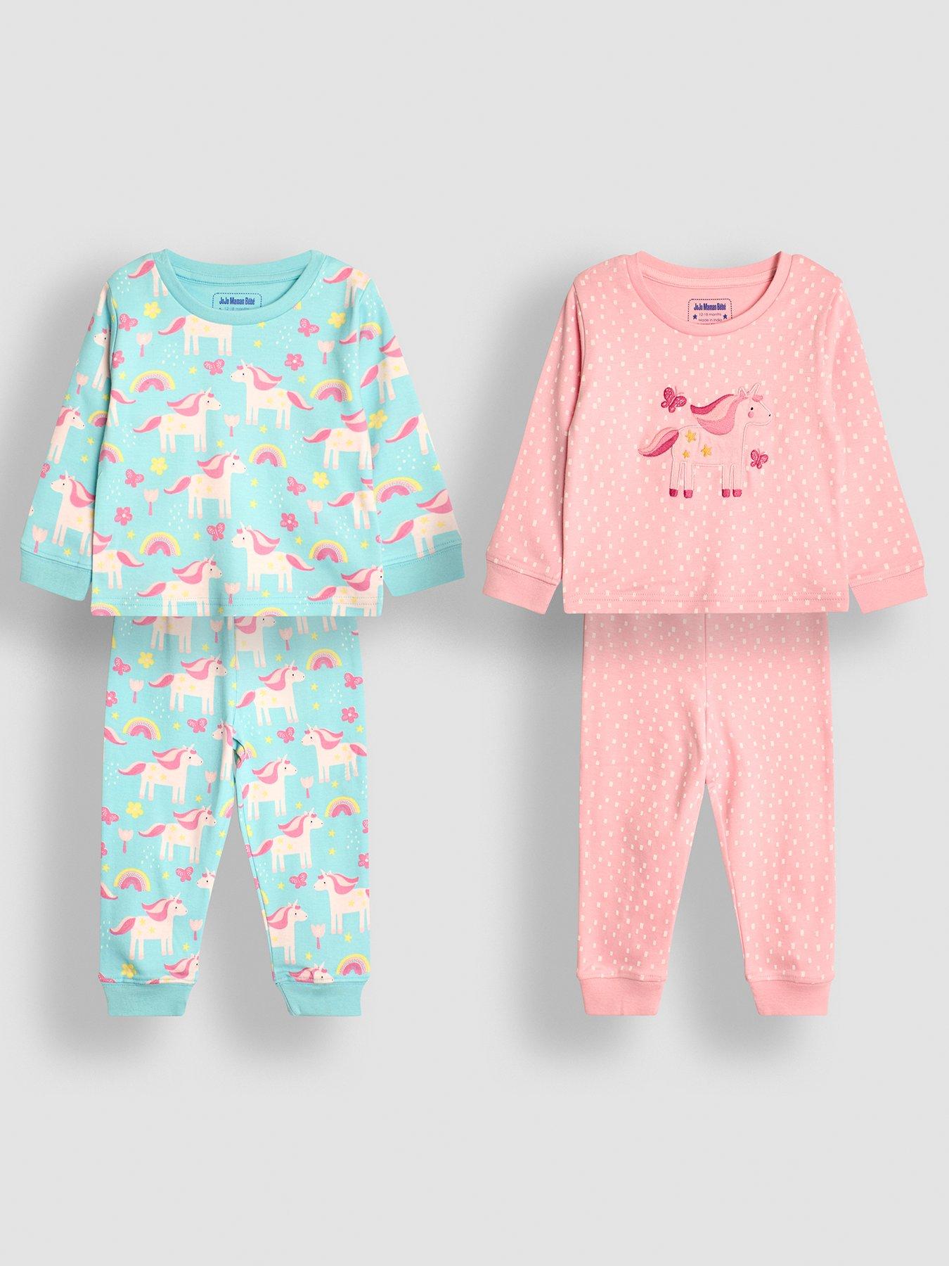 jojo-maman-bebe-girls-2-pack-unicorn-pyjamas-pink