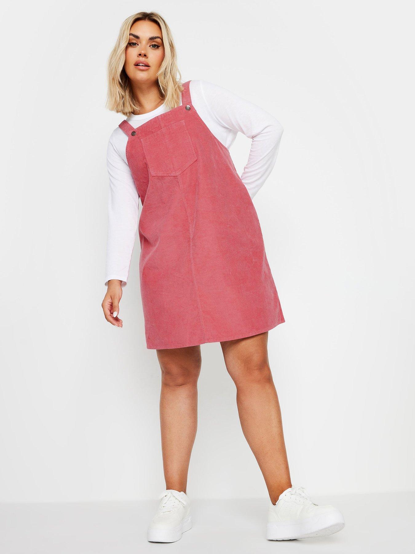 yours-curve-cord-pinafore-dress-pink