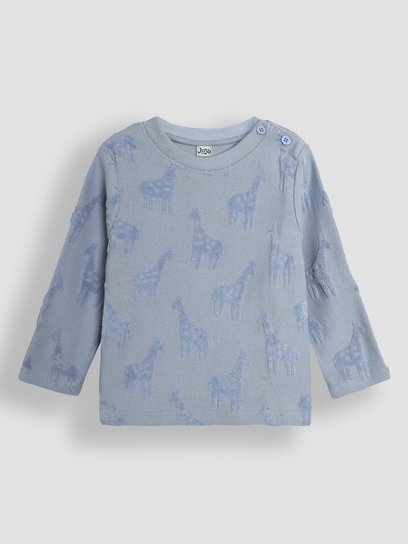Image 1 of 3 of JoJo Maman Bebe Boys Giraffe Textured Top - Blue