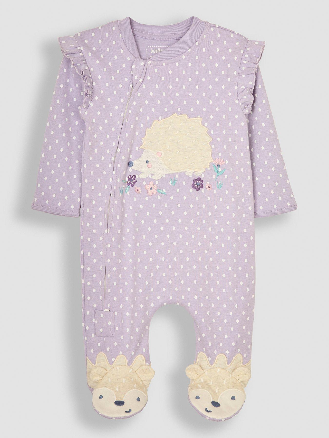 jojo-maman-bebe-girls-hedgehog-applique-zip-sleepsuit-purple