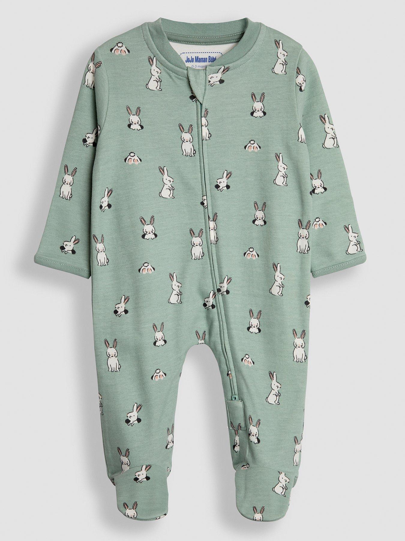 jojo-maman-bebe-unisex-bunny-print-zip-sleepsuit-green