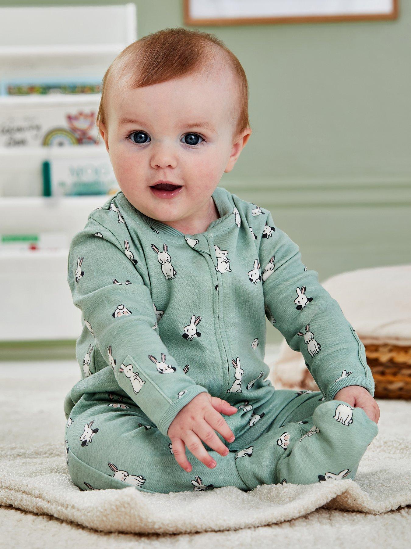 jojo-maman-bebe-unisex-bunny-print-zip-sleepsuit-greendetail