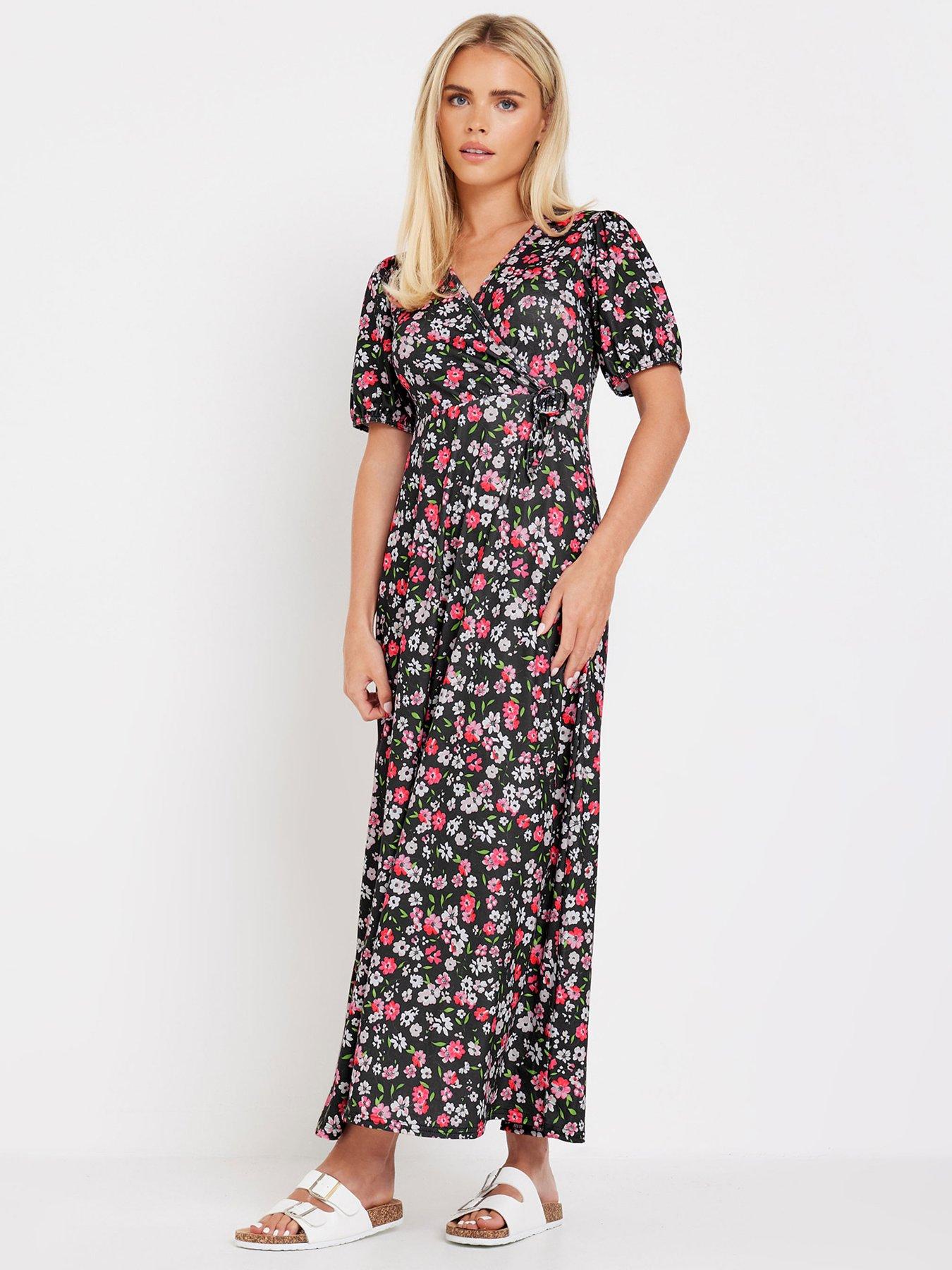 mco-petite-floral-wrap-front-maxi-dress-black