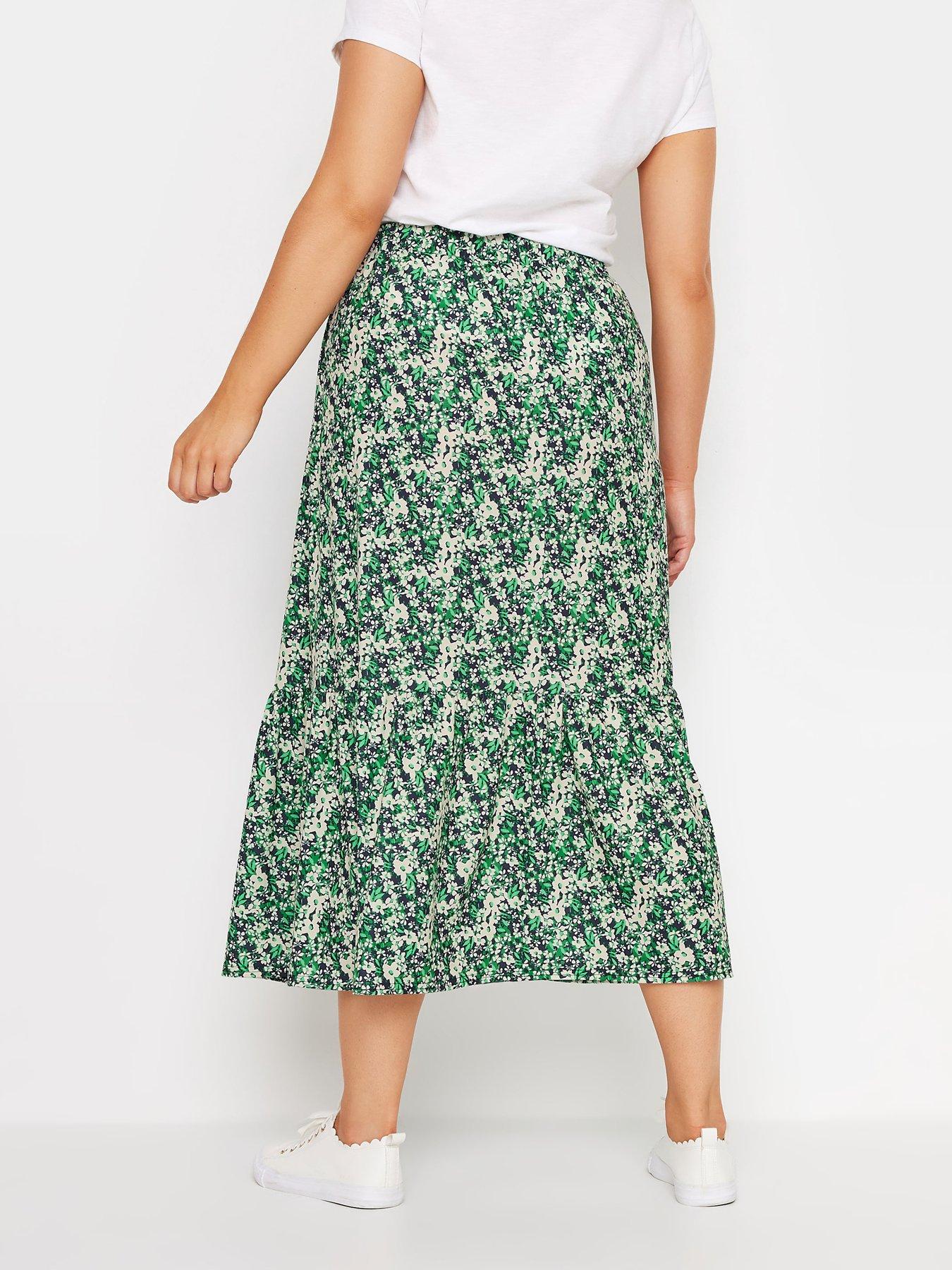 mco-floral-tiered-tie-waist-skirt-greenstillFront