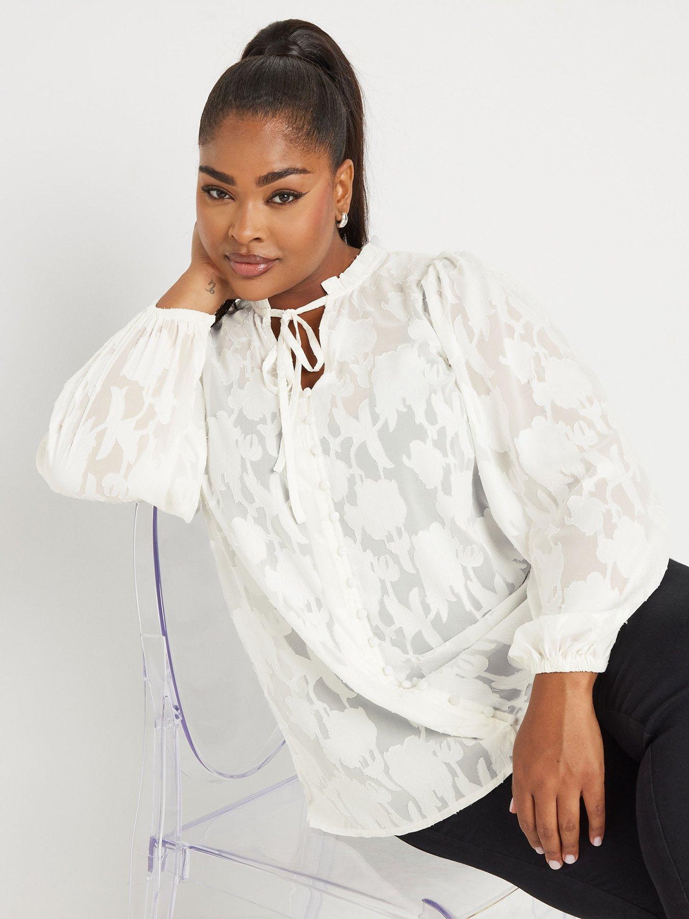 yours-curve-tie-neck-blouse-ivory