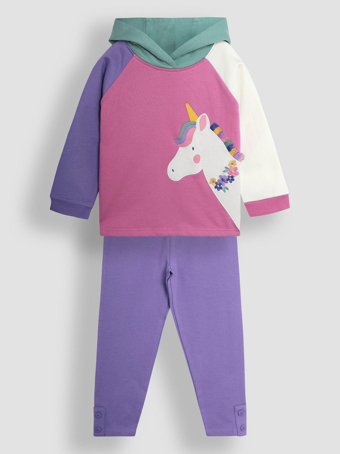 JoJo Maman Bebe Girls Unicorn Applique Novelty Hoodie & Leggings Set - Pink | Very Ireland