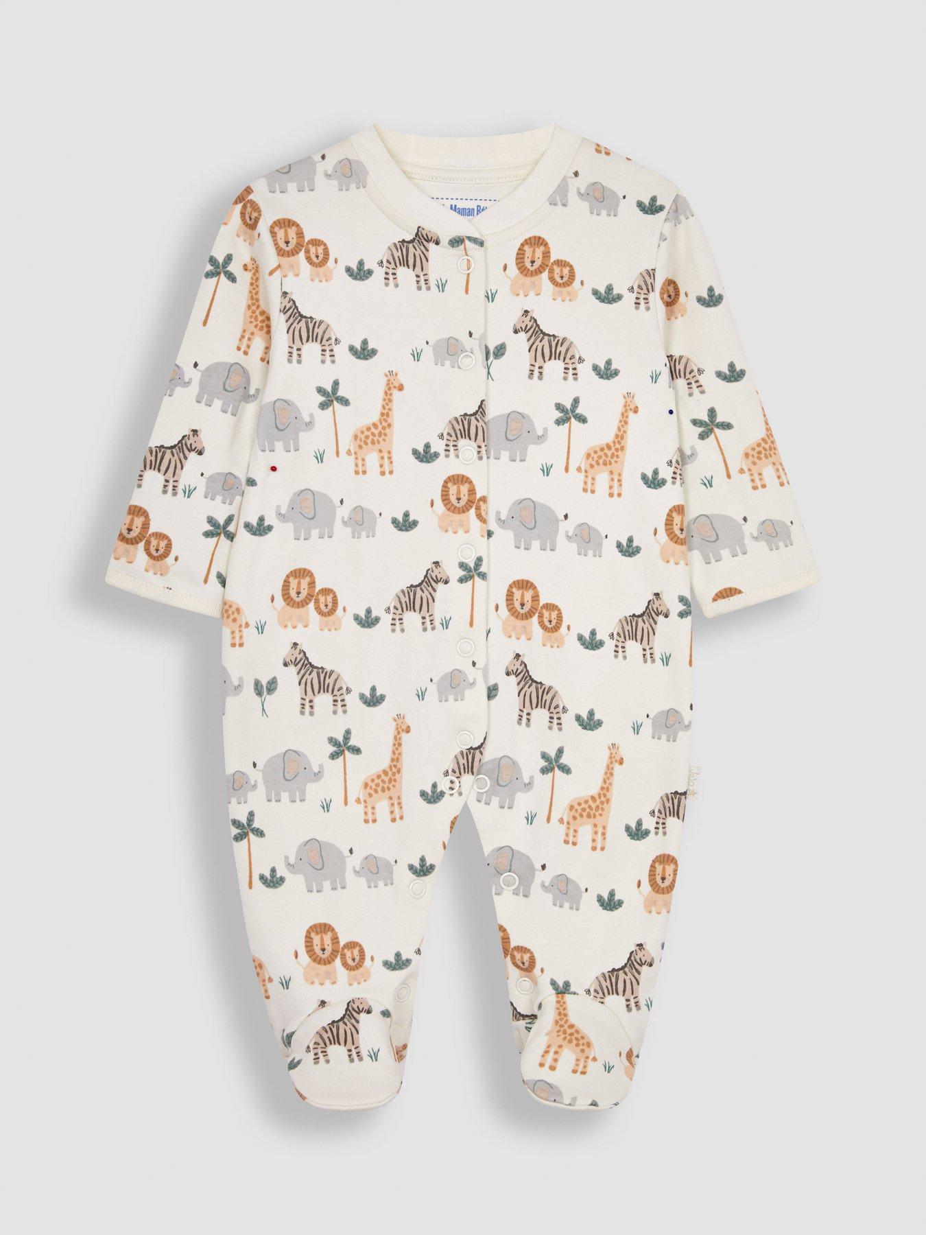 Image 2 of 4 of JoJo Maman Bebe Unisex 2-piece Safari Print Sleepsuit &amp; Jacket Set - Brown