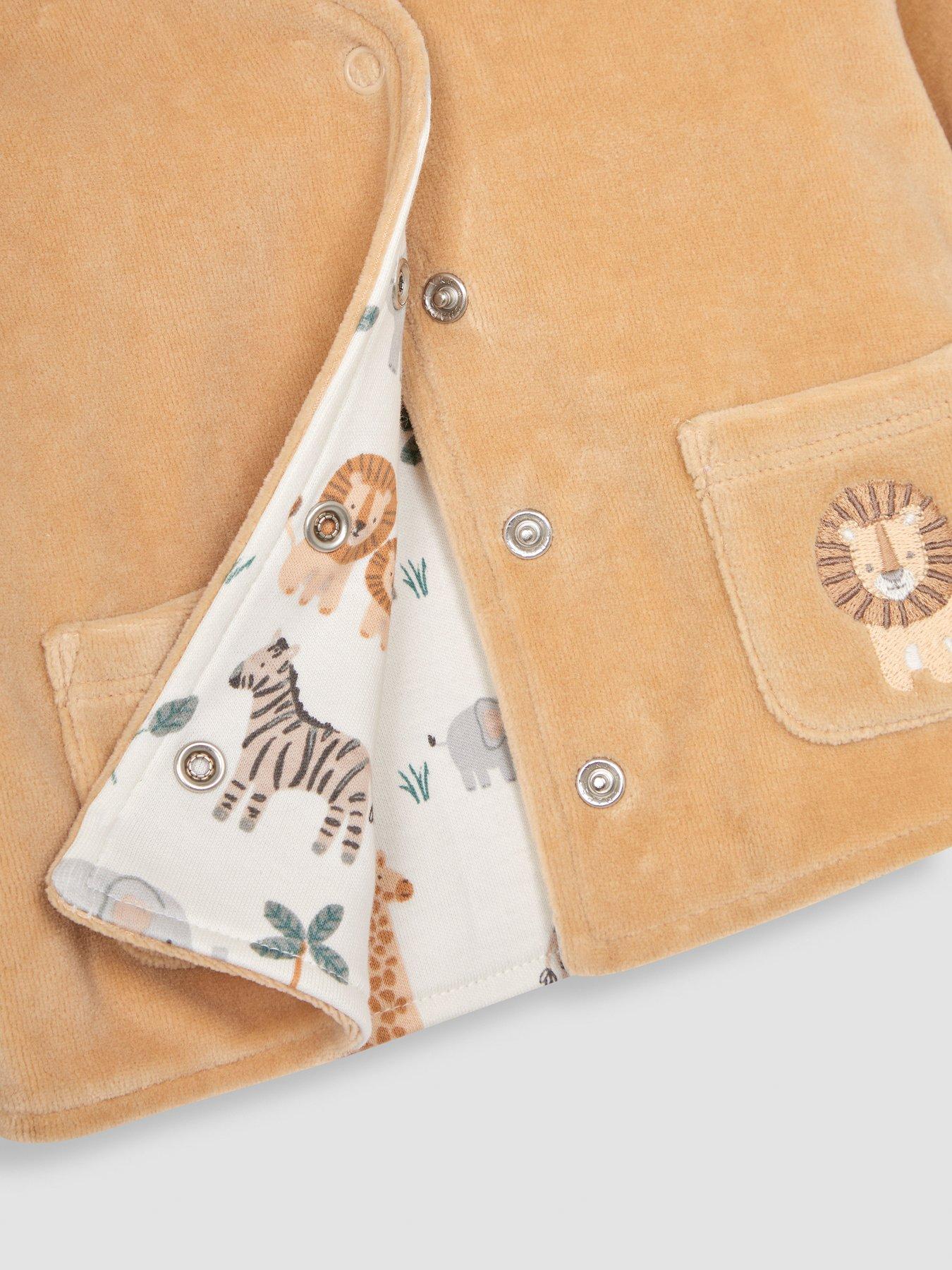 Image 4 of 4 of JoJo Maman Bebe Unisex 2-piece Safari Print Sleepsuit &amp; Jacket Set - Brown