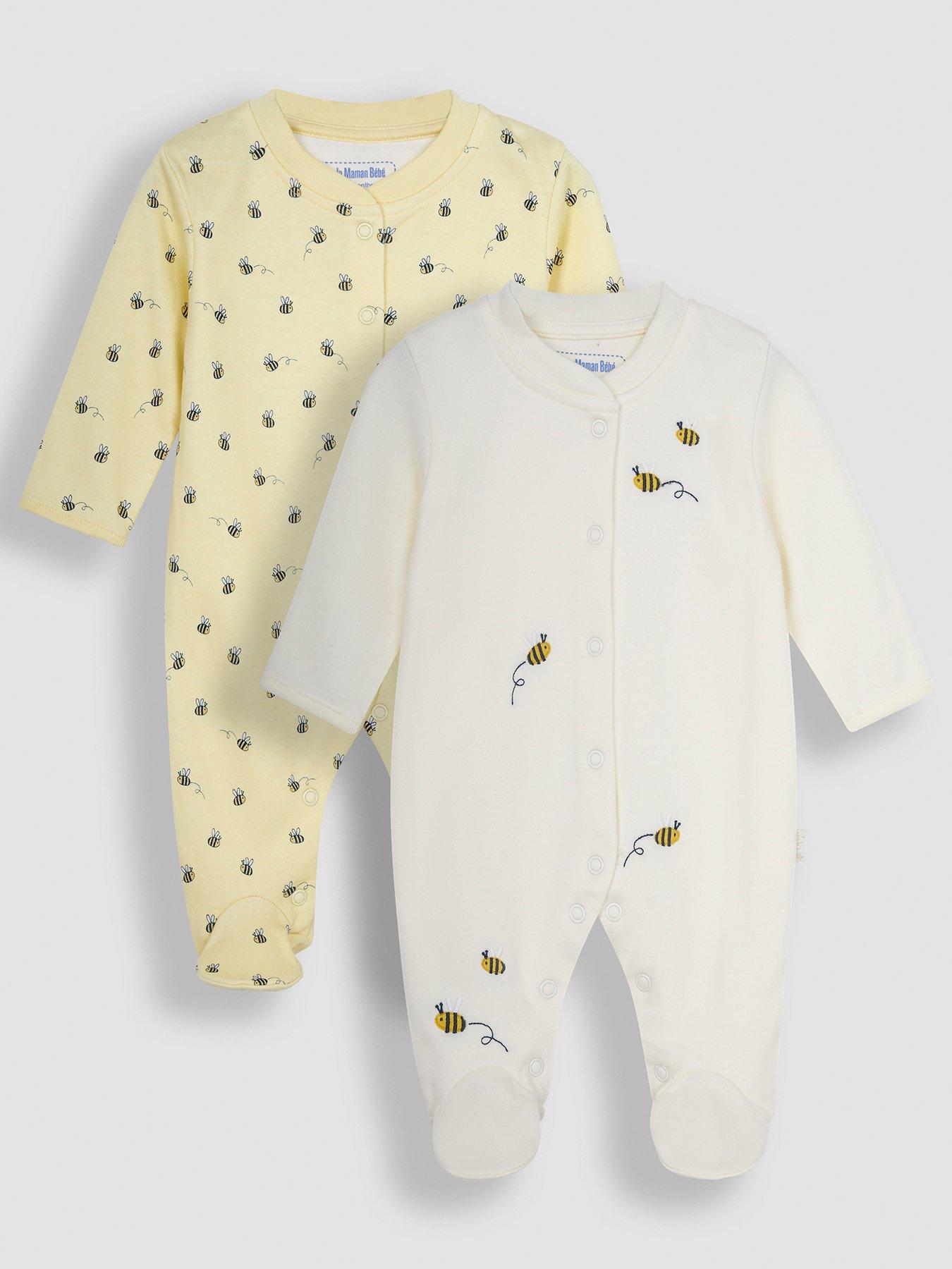 jojo-maman-bebe-girls-2-pack-bee-print-sleepsuit-yellow