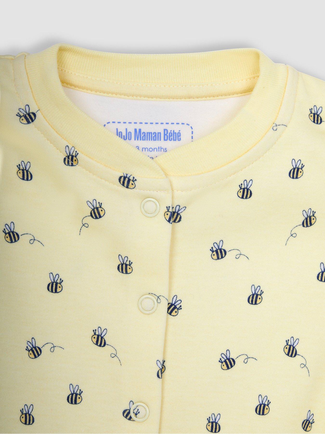 jojo-maman-bebe-girls-2-pack-bee-print-sleepsuit-yellowdetail