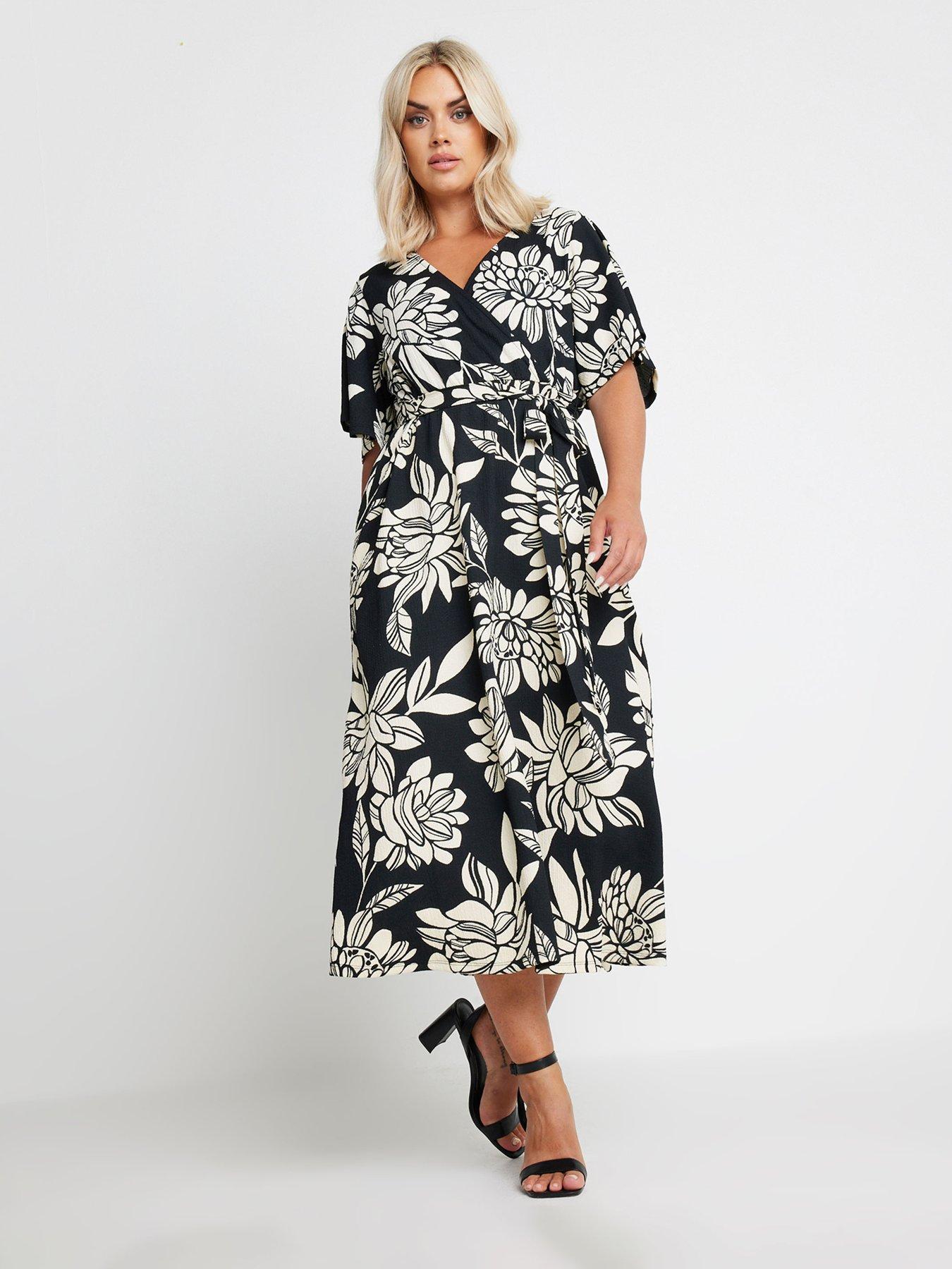 yours-curve-wrap-angel-sleeve-dress-blackfront