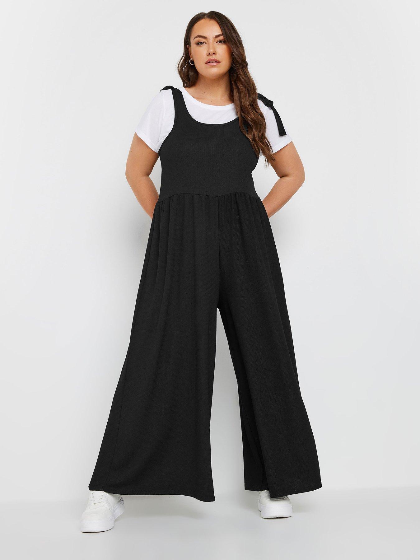 yours-curve-textured-jersey-jumpsuit-black