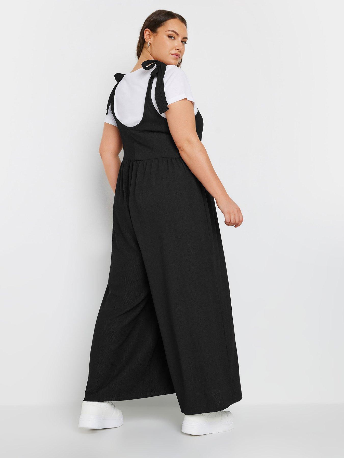 yours-curve-textured-jersey-jumpsuit-blackstillFront