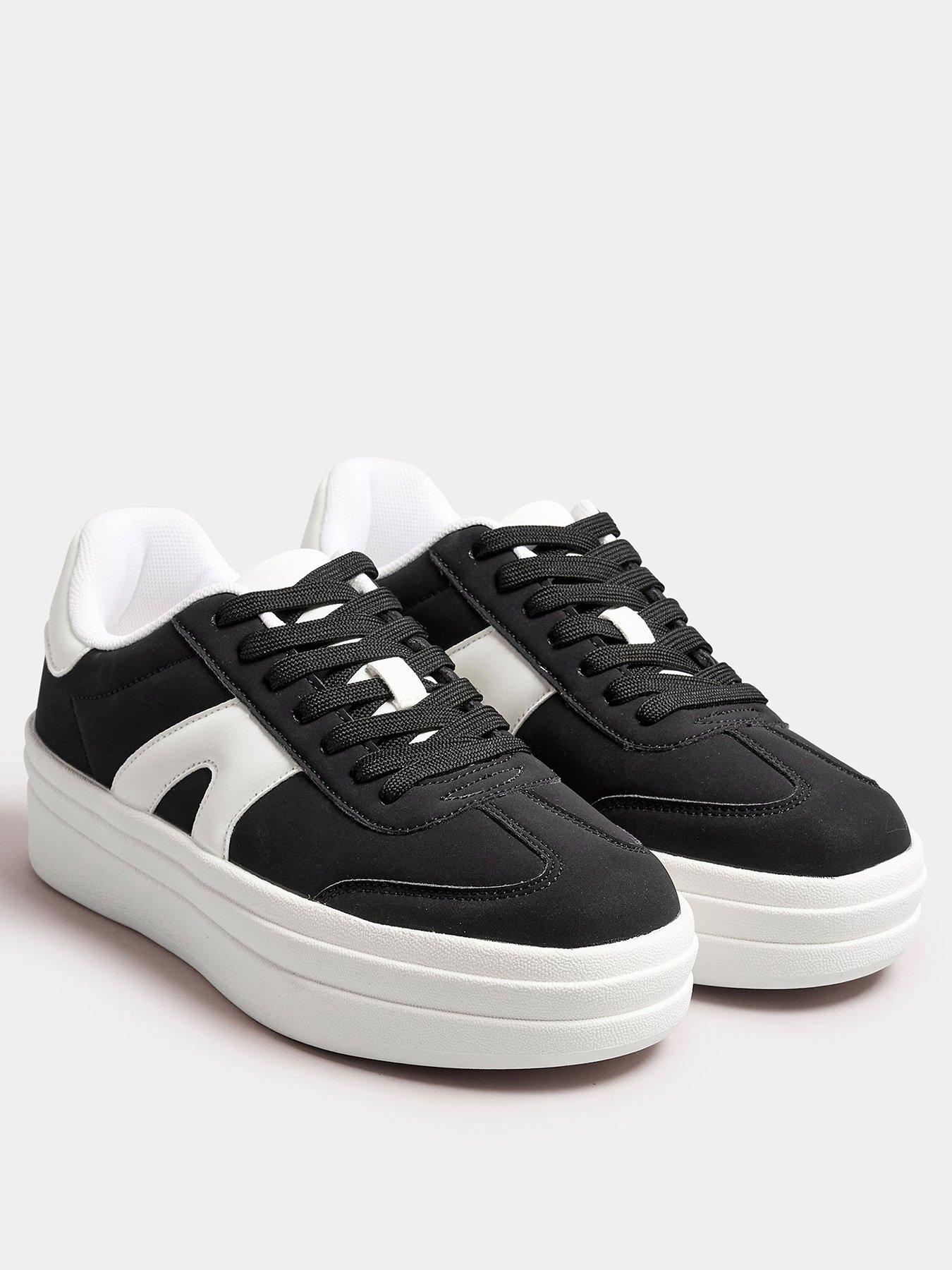 yours-wide-fit-retro-platform-trainers-blackstillFront