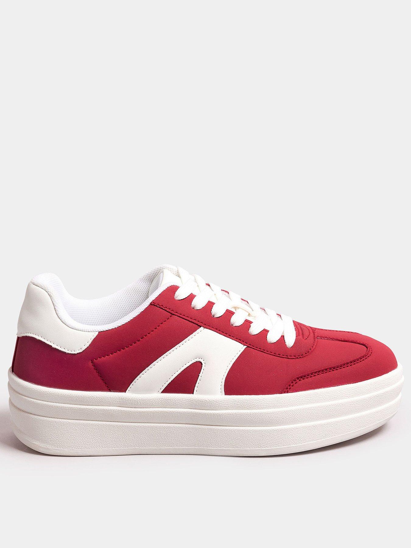 yours-wide-fit-retro-platform-trainers-red