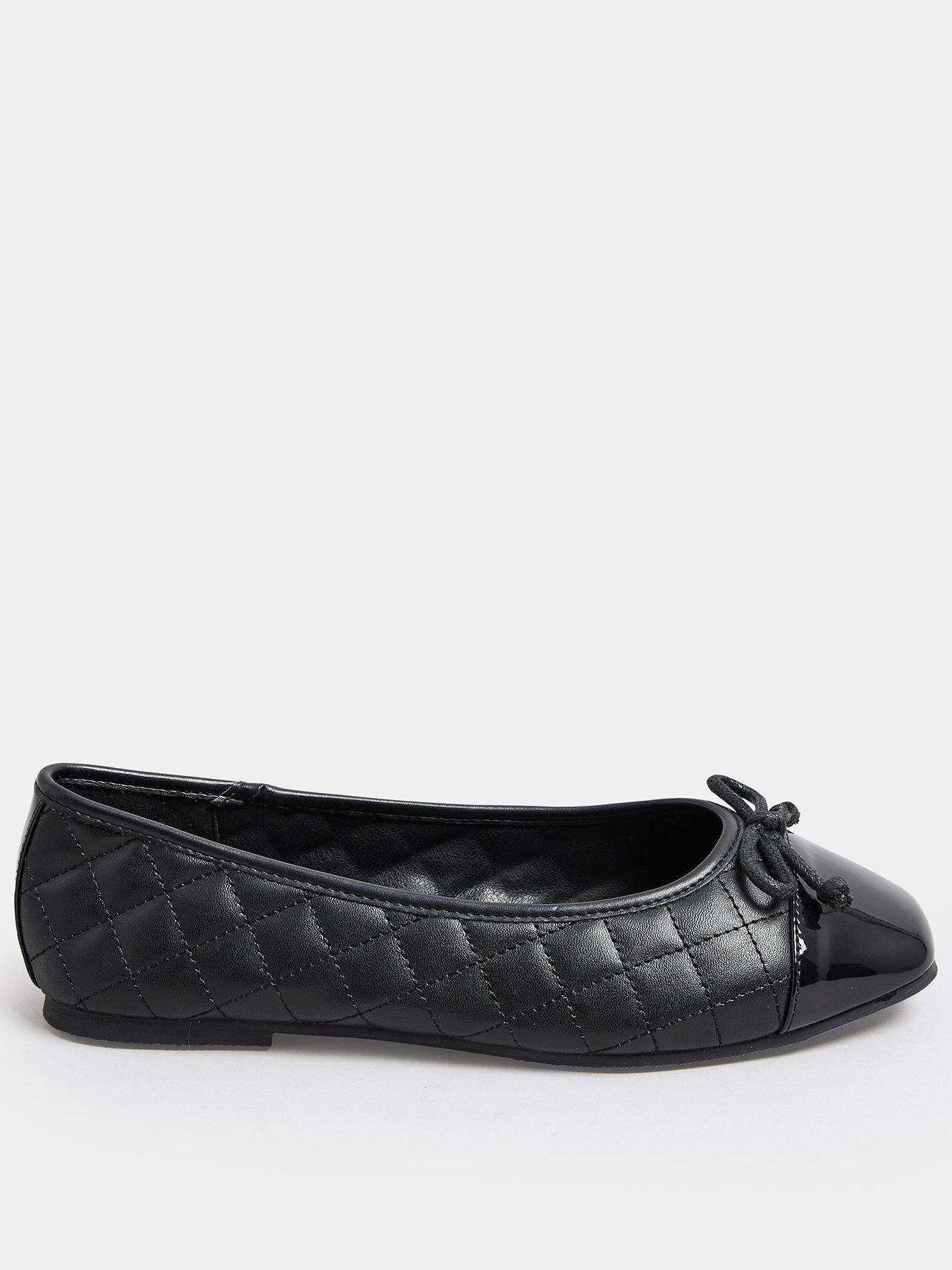 yours-extra-wide-fit-quilted-toe-cap-ballet-pumps-black