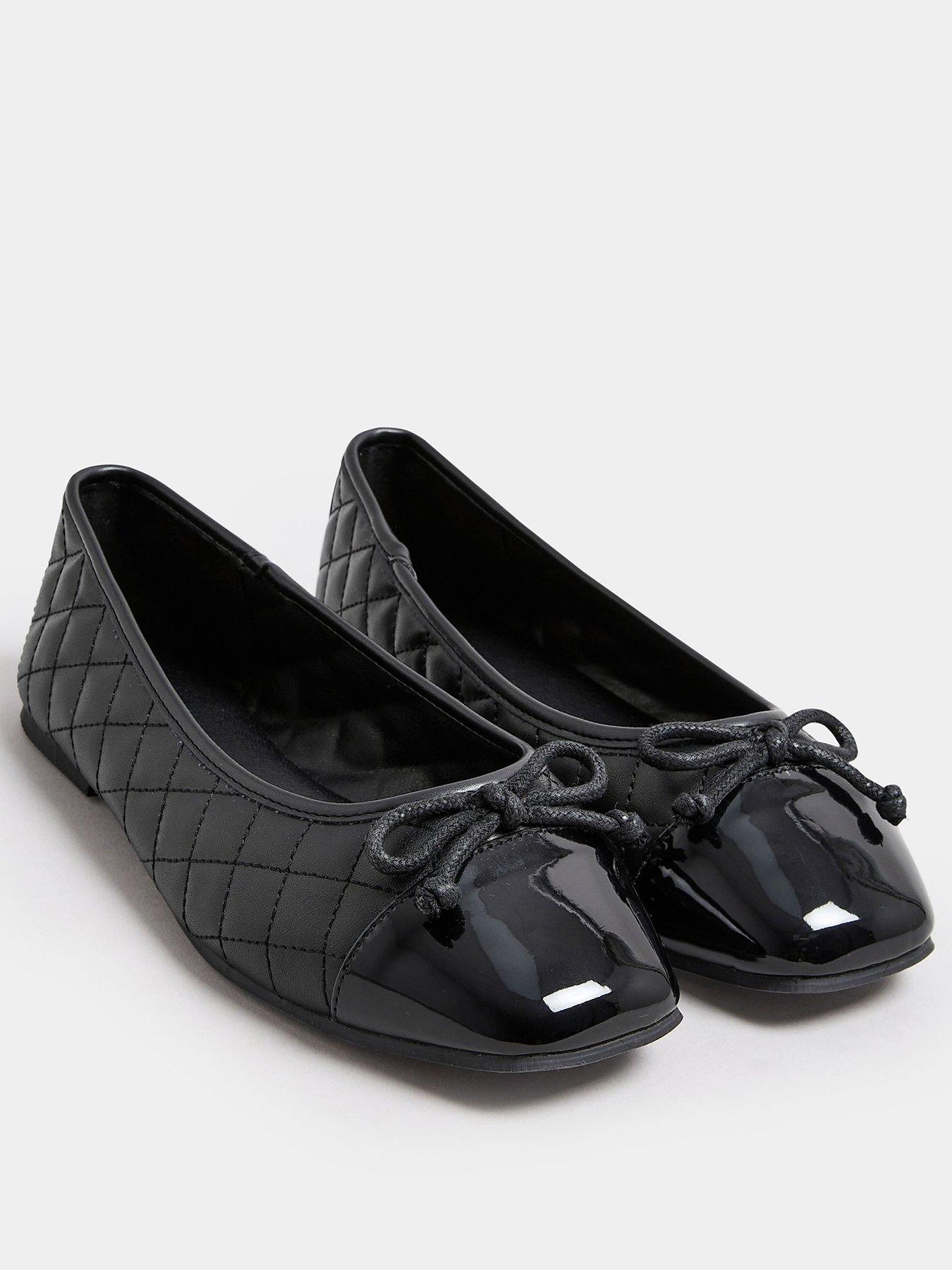 yours-extra-wide-fit-quilted-toe-cap-ballet-pumps-blackstillFront