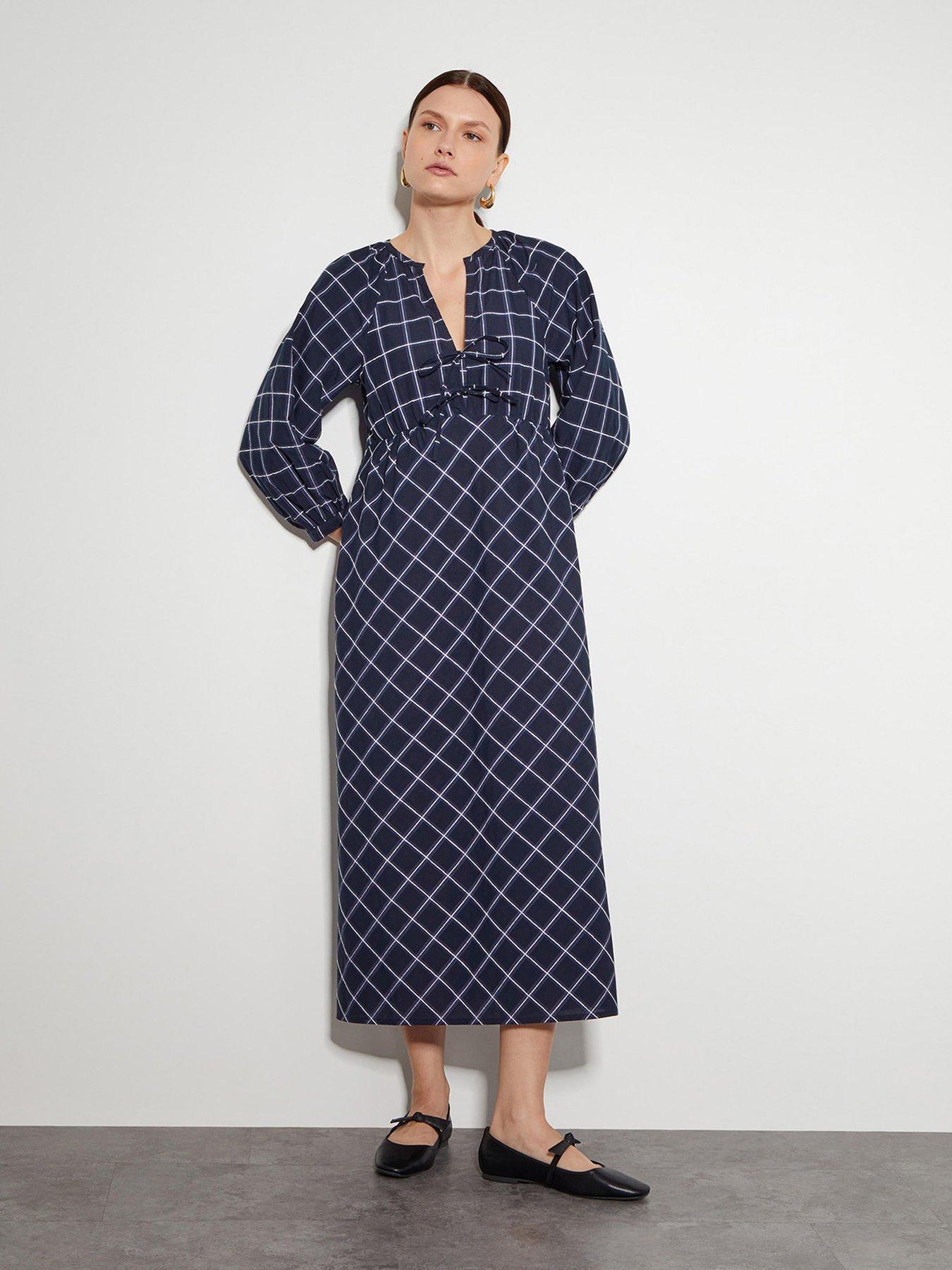 monsoon-frankie-check-dress-navy