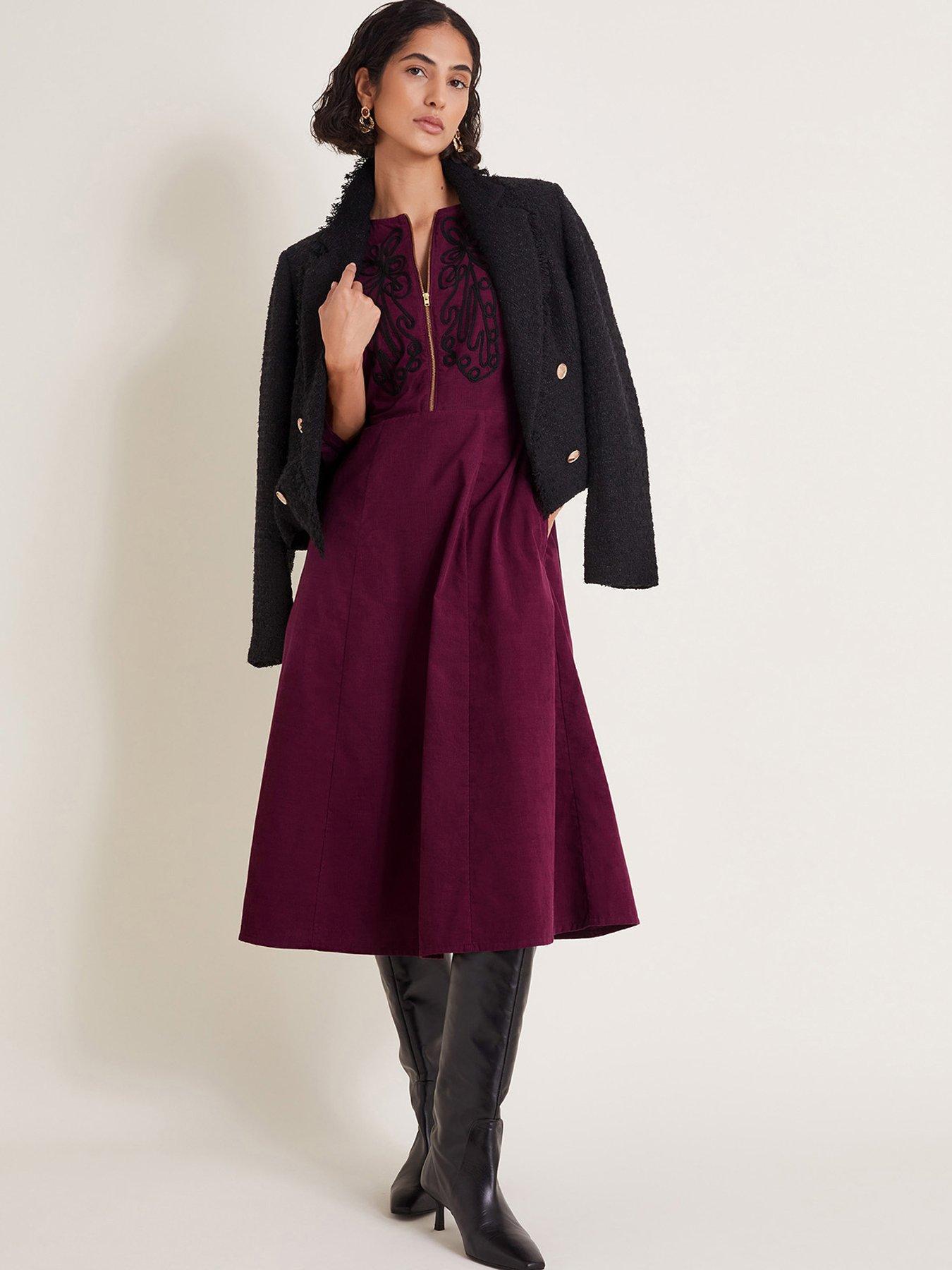 monsoon-kaia-embellished-corduroy-midi-dress-purpledetail