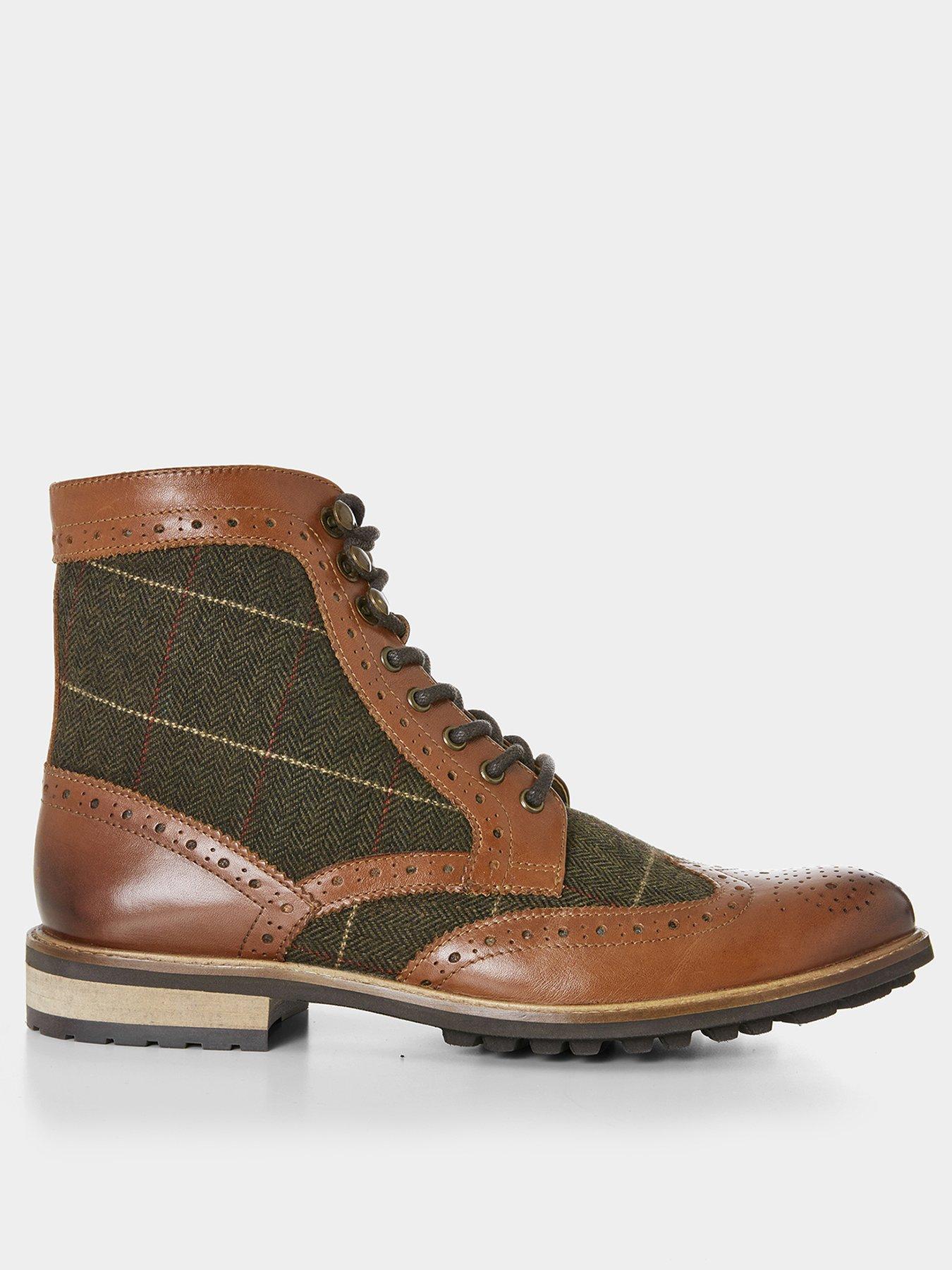 joe-browns-joe-browns-harlington-tweed-and-leather-lace-up-brogue-boots-brown