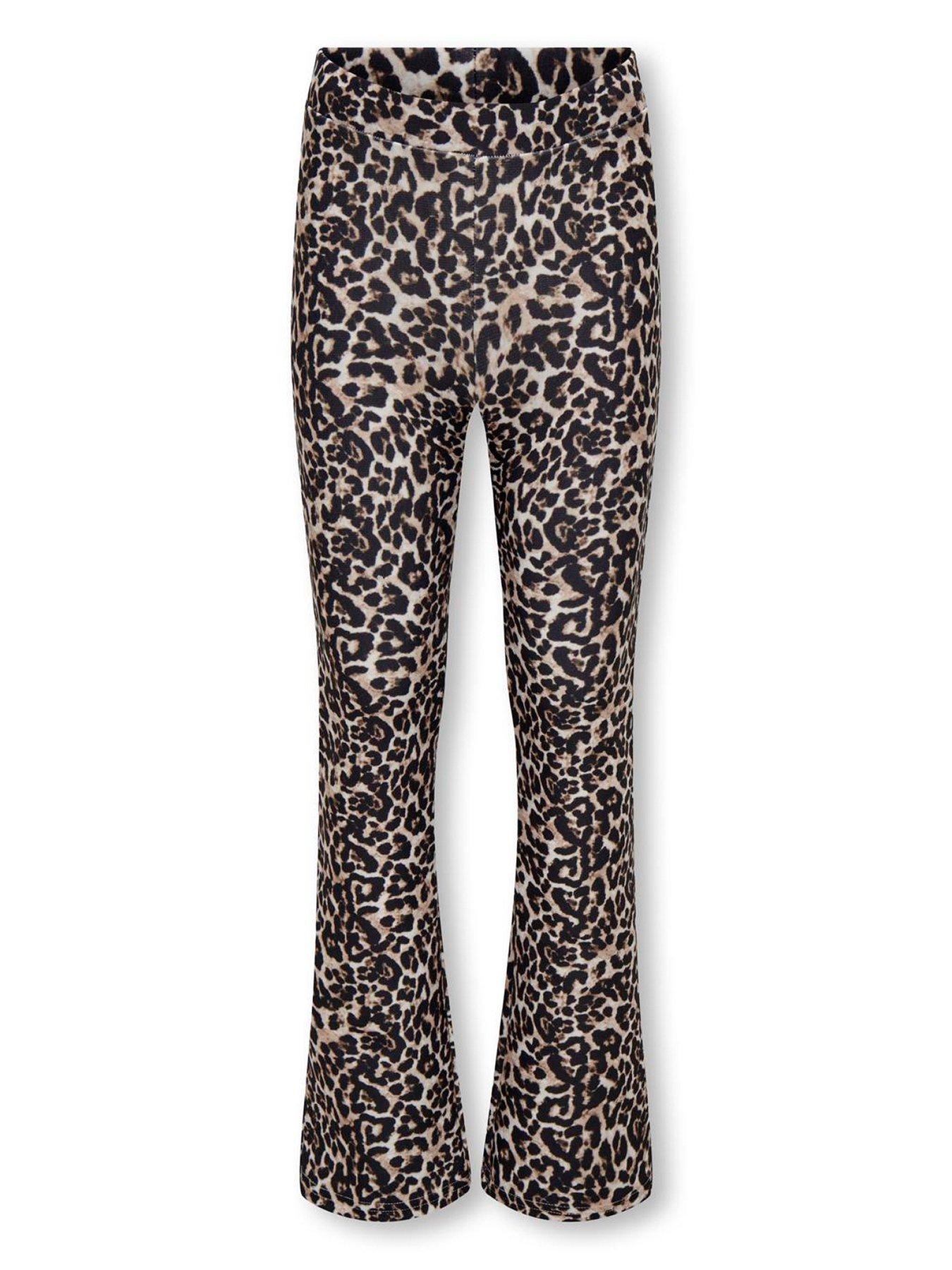 only-kids-girls-leopard-print-flare-trousers-black