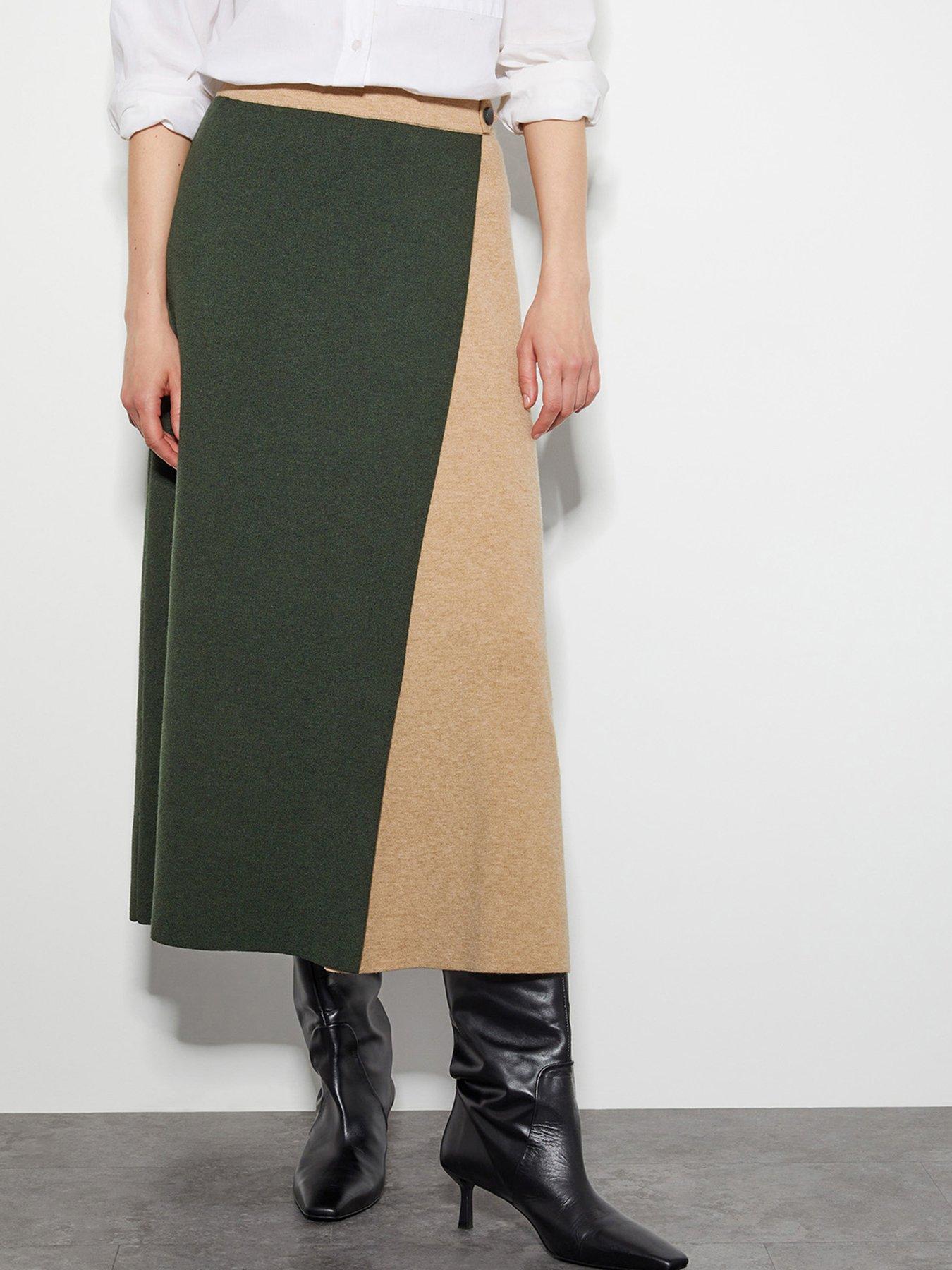 Image 1 of 6 of Monsoon Nellie Knit Skirt - Khaki