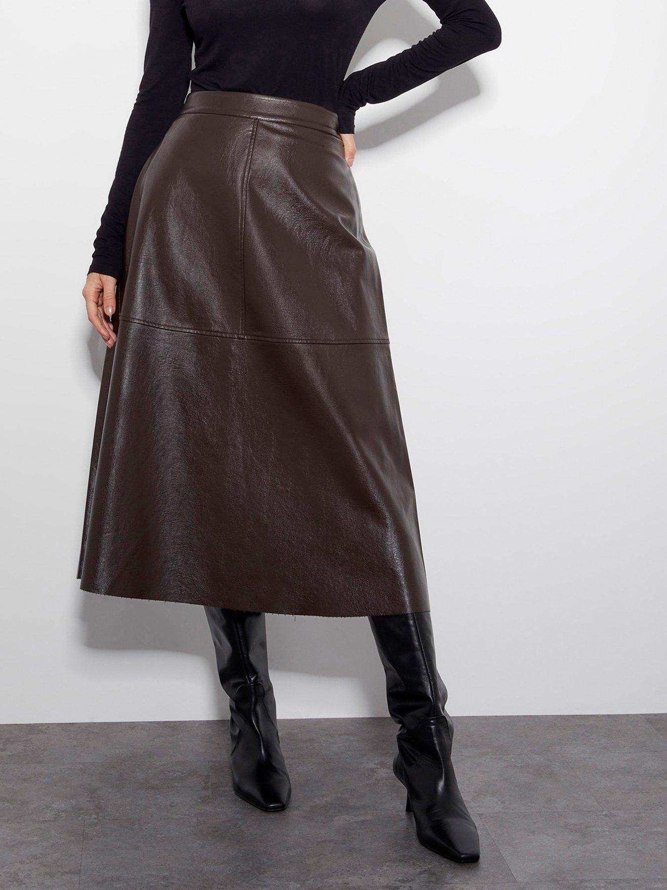 monsoon-pippa-pu-skirt-brown