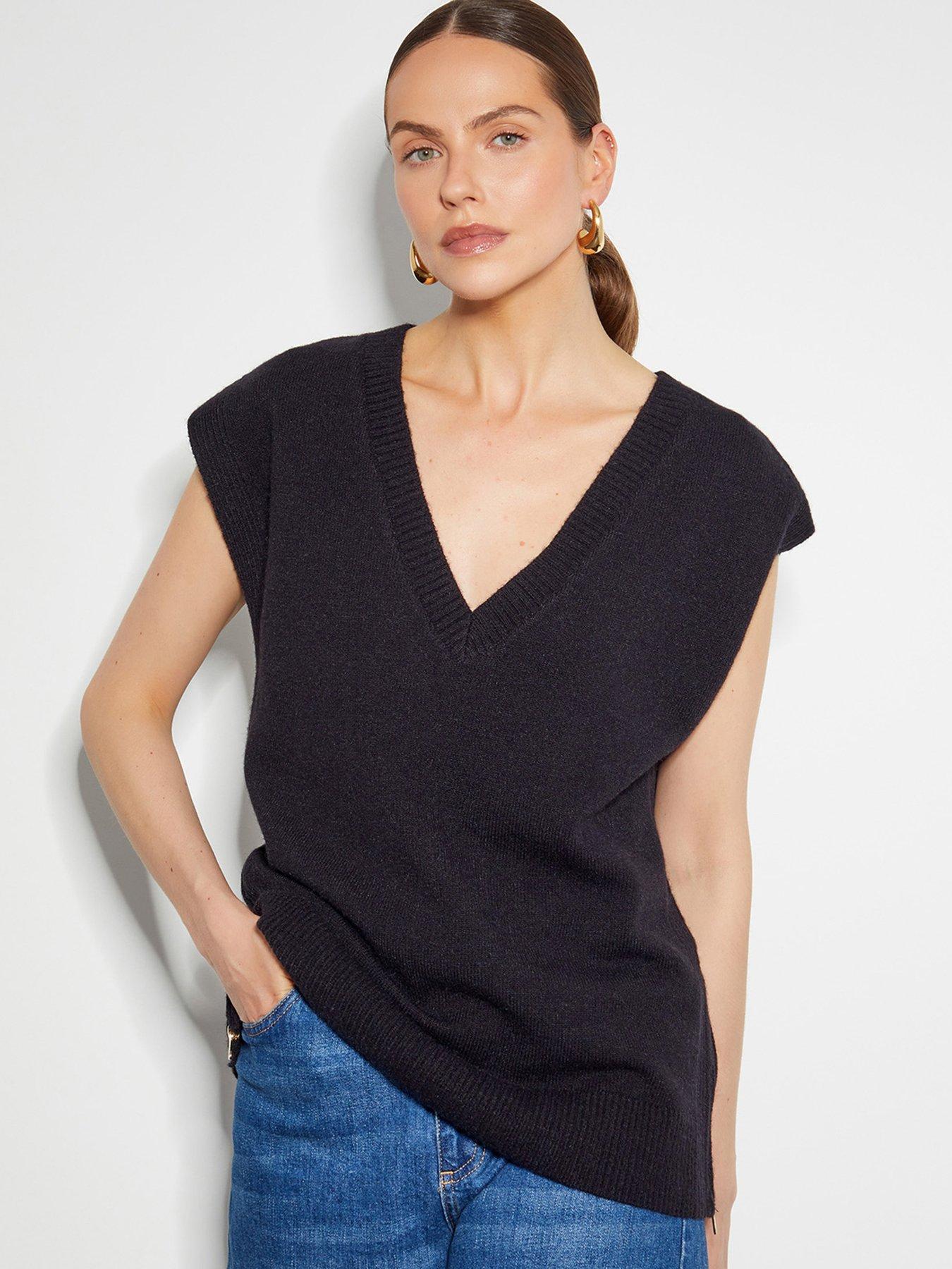 Image 1 of 6 of Monsoon Zuri Zip Knit Tank - Black