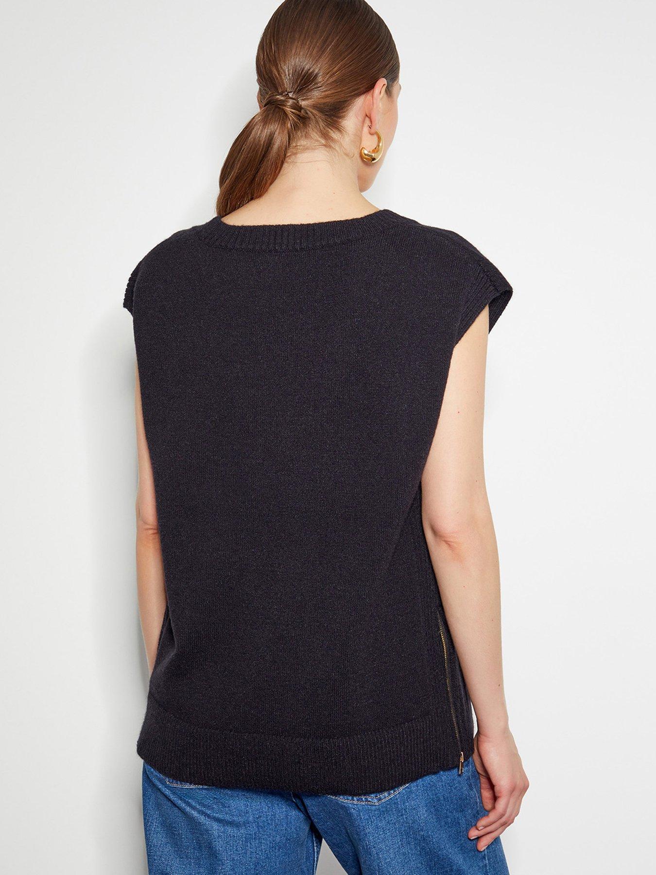 Image 2 of 6 of Monsoon Zuri Zip Knit Tank - Black