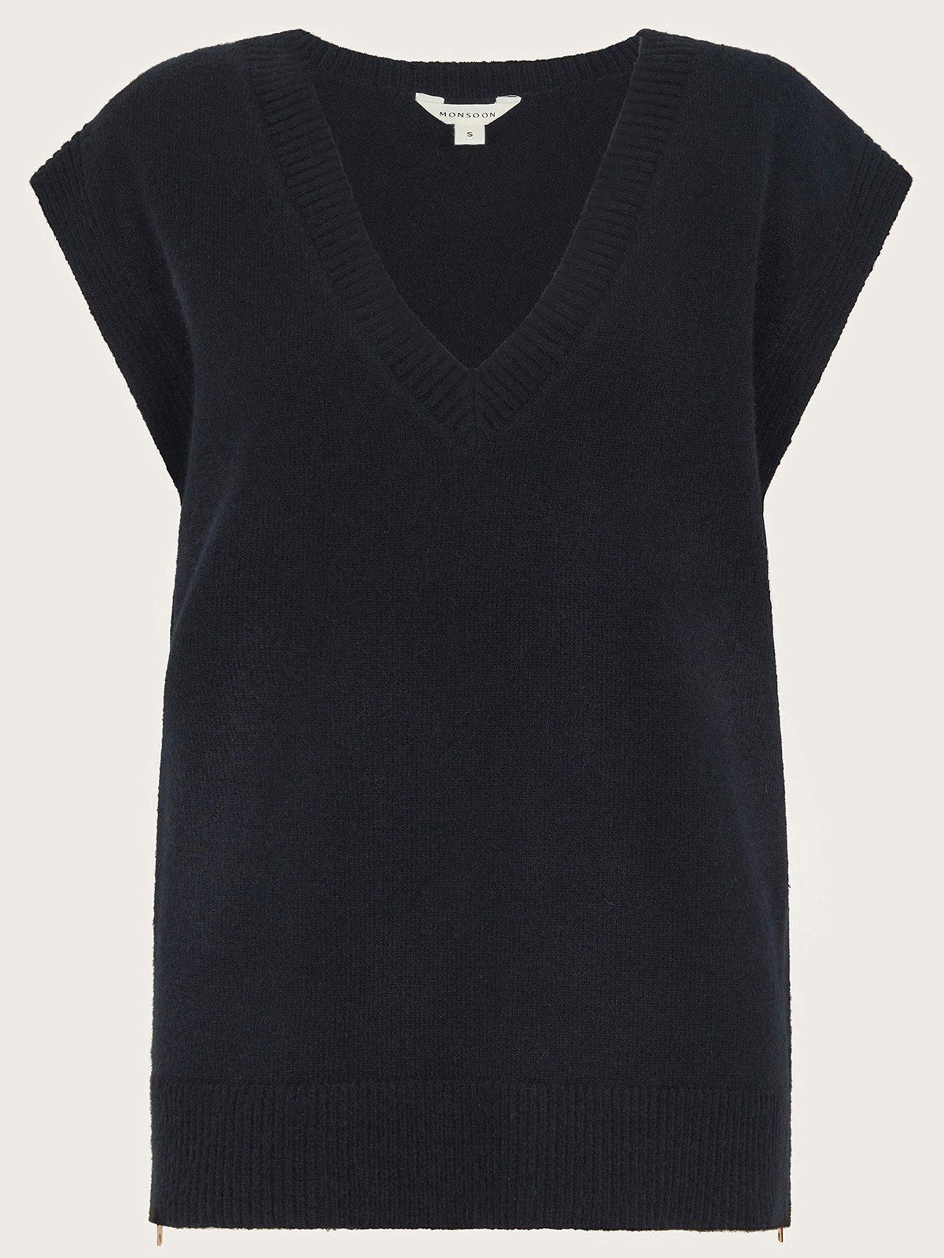 Image 6 of 6 of Monsoon Zuri Zip Knit Tank - Black