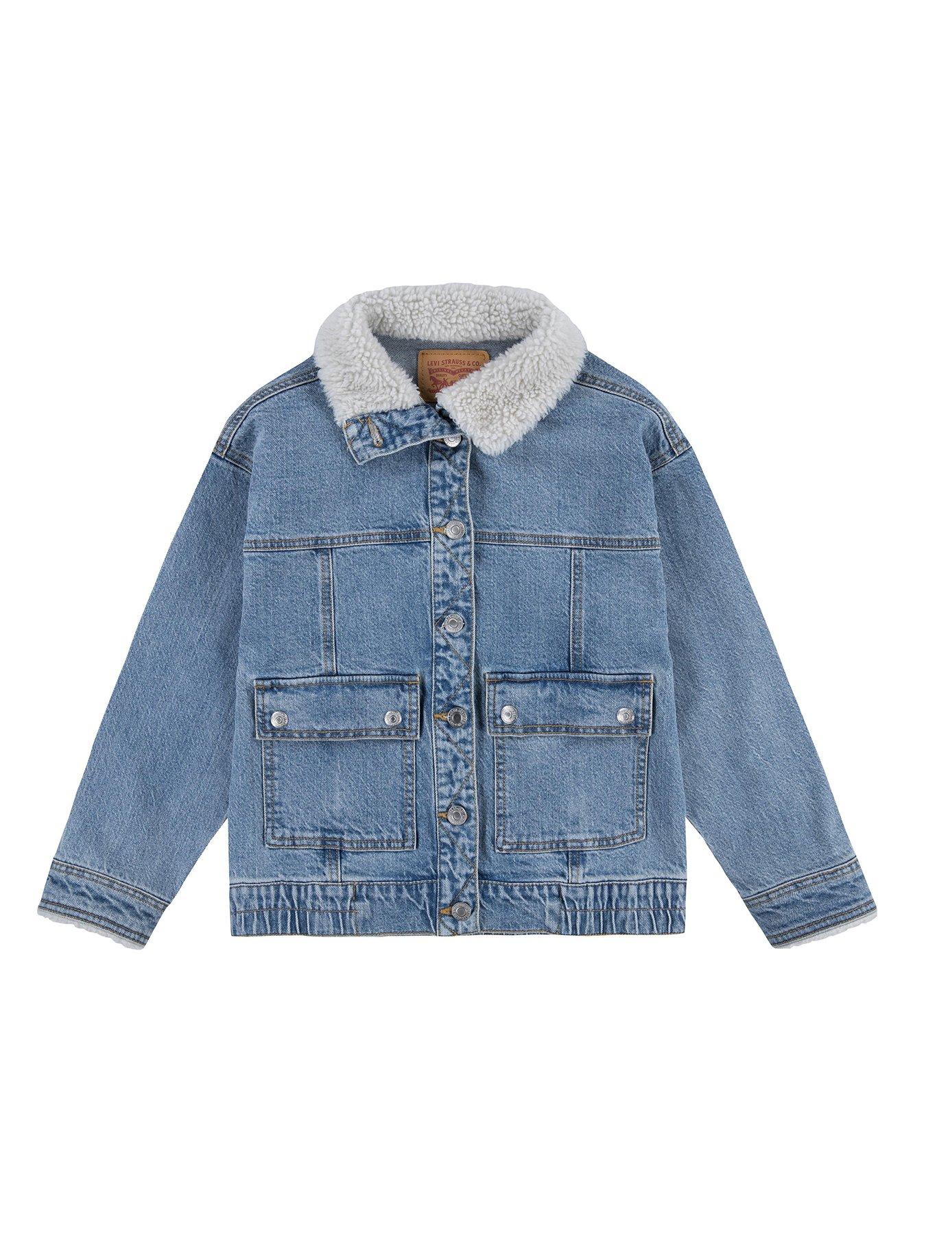 Image 1 of 4 of Levi's Girls Denim Jacket W/ Sherpa Collar - Blue