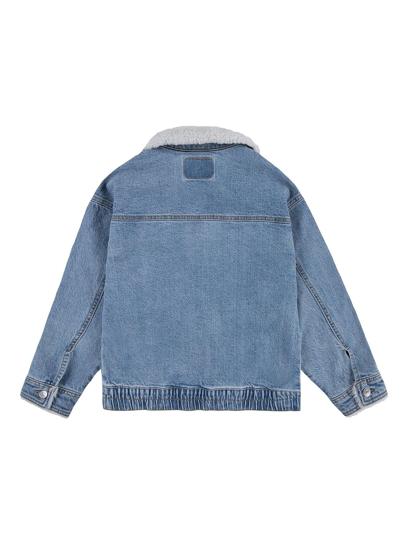 Image 2 of 4 of Levi's Girls Denim Jacket W/ Sherpa Collar - Blue