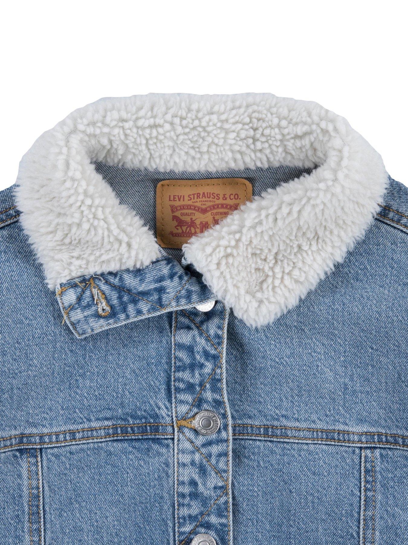 Image 4 of 4 of Levi's Girls Denim Jacket W/ Sherpa Collar - Blue