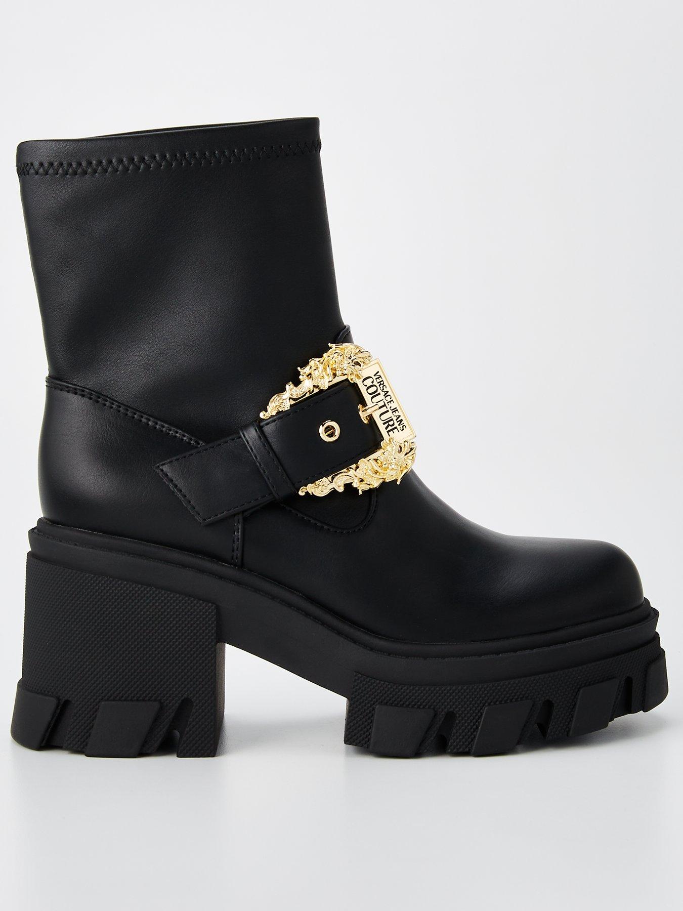 undefined Buckle Detail Biker Boots - Black