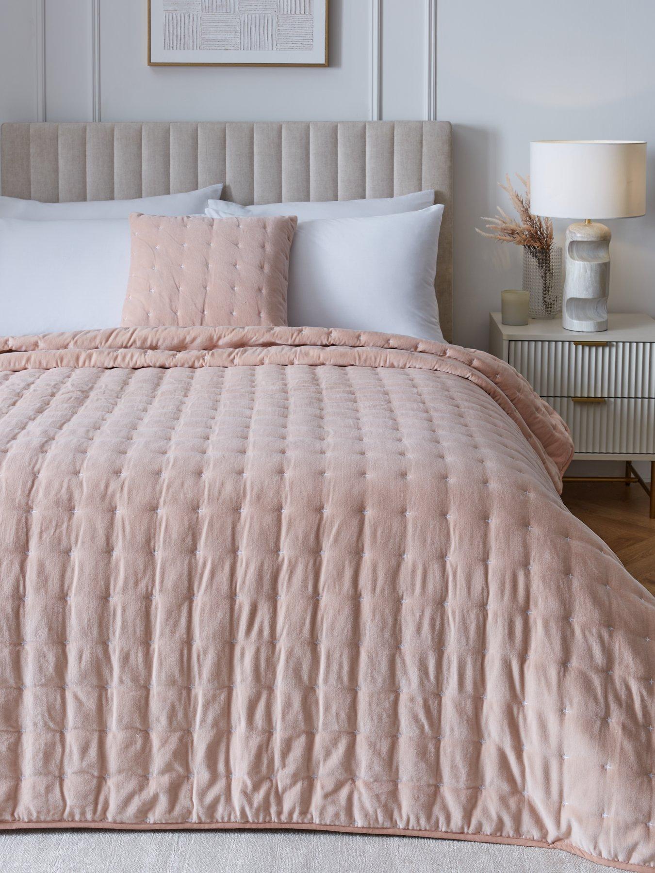 very-home-cross-stitch-quilted-bedspread-throw-blush