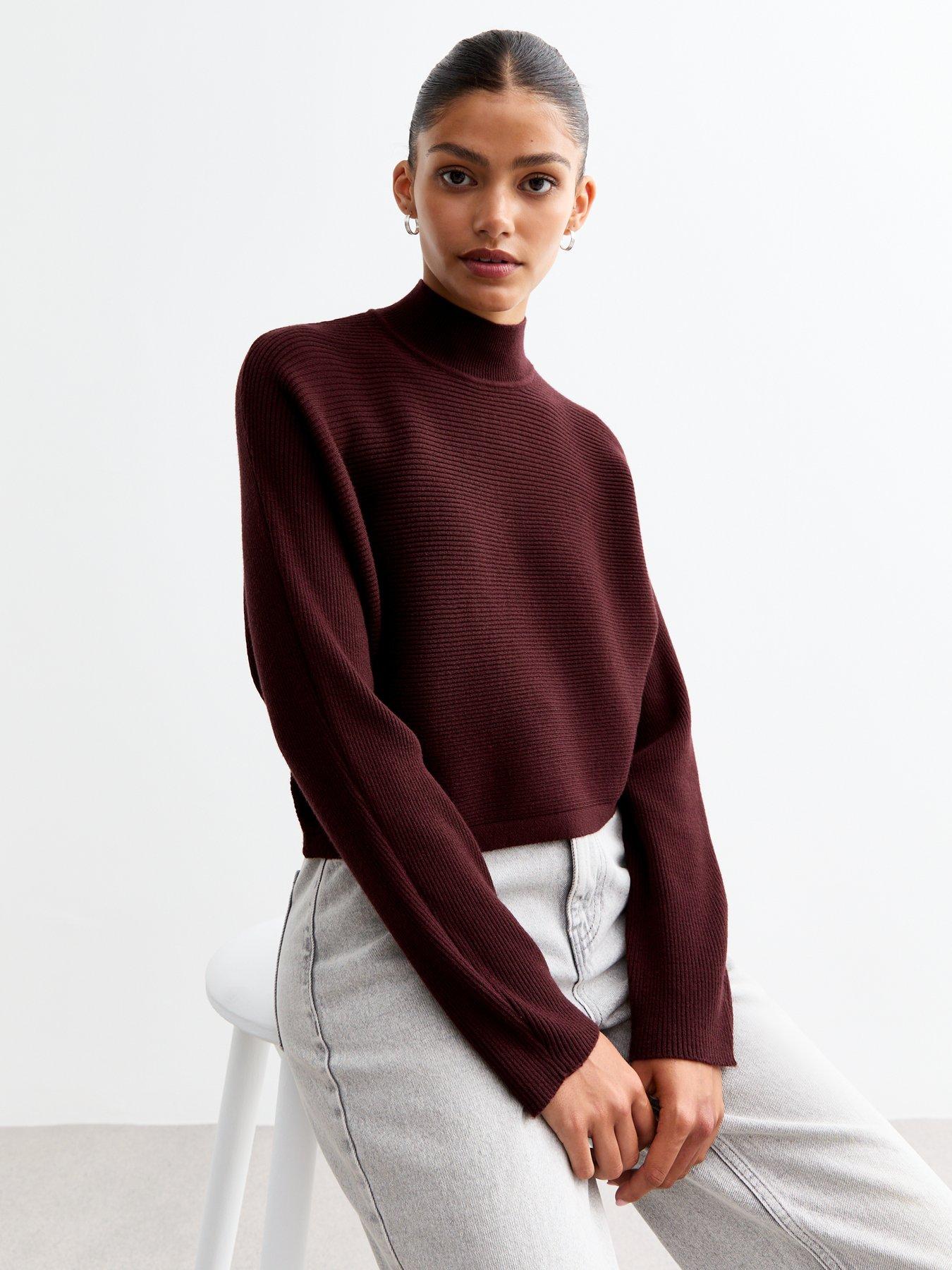 new-look-burgundy-rib-knit-crop-jumper