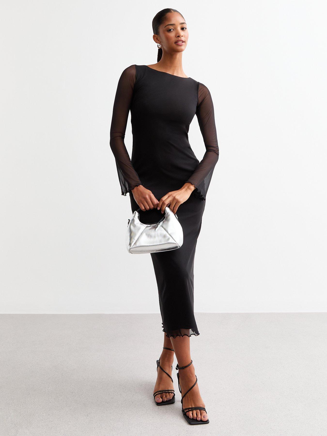 new-look-mesh-flared-sleeve-midi-dress-blackback