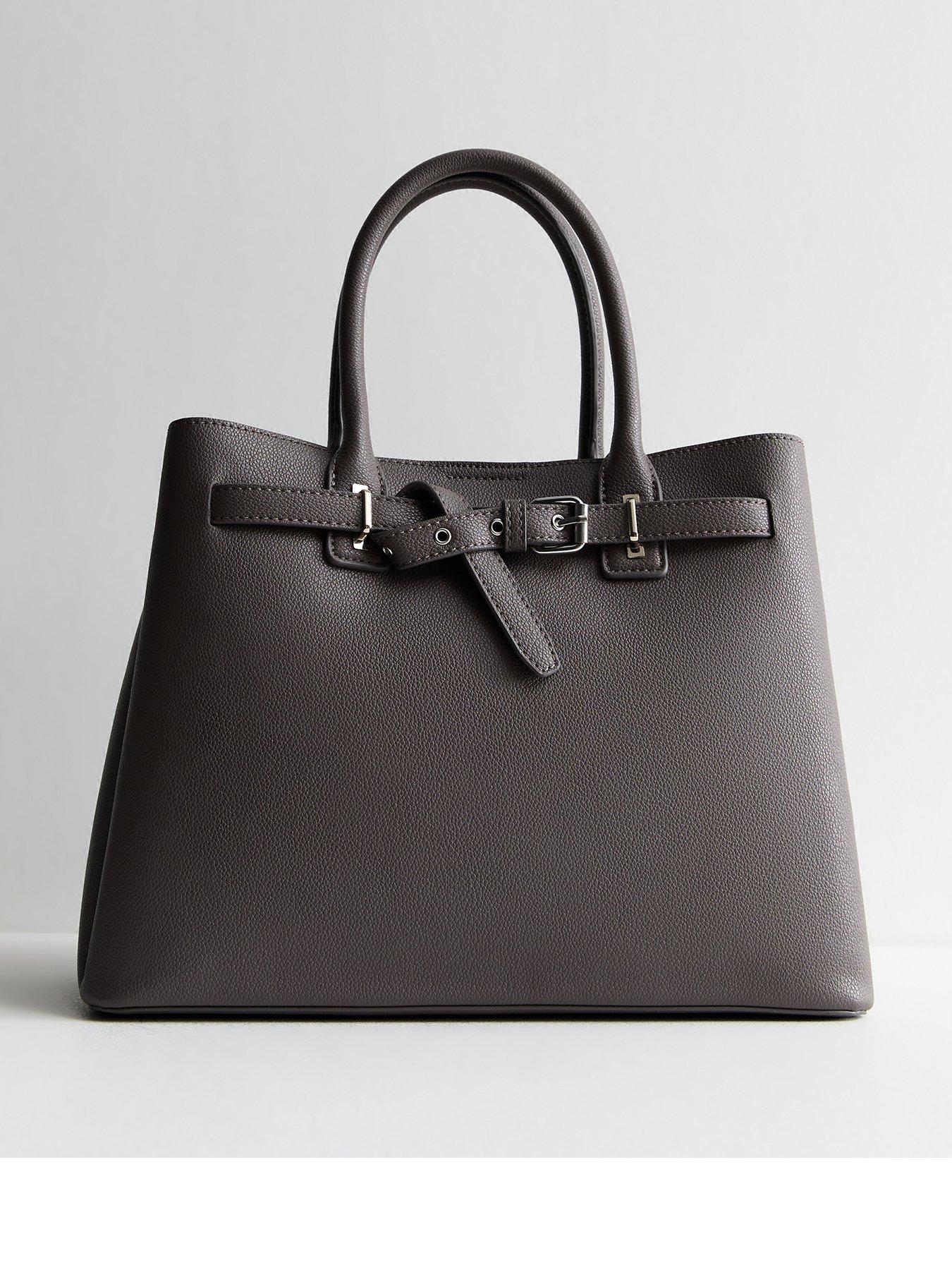 new-look-grey-triple-compartment-buckle-tote-bag